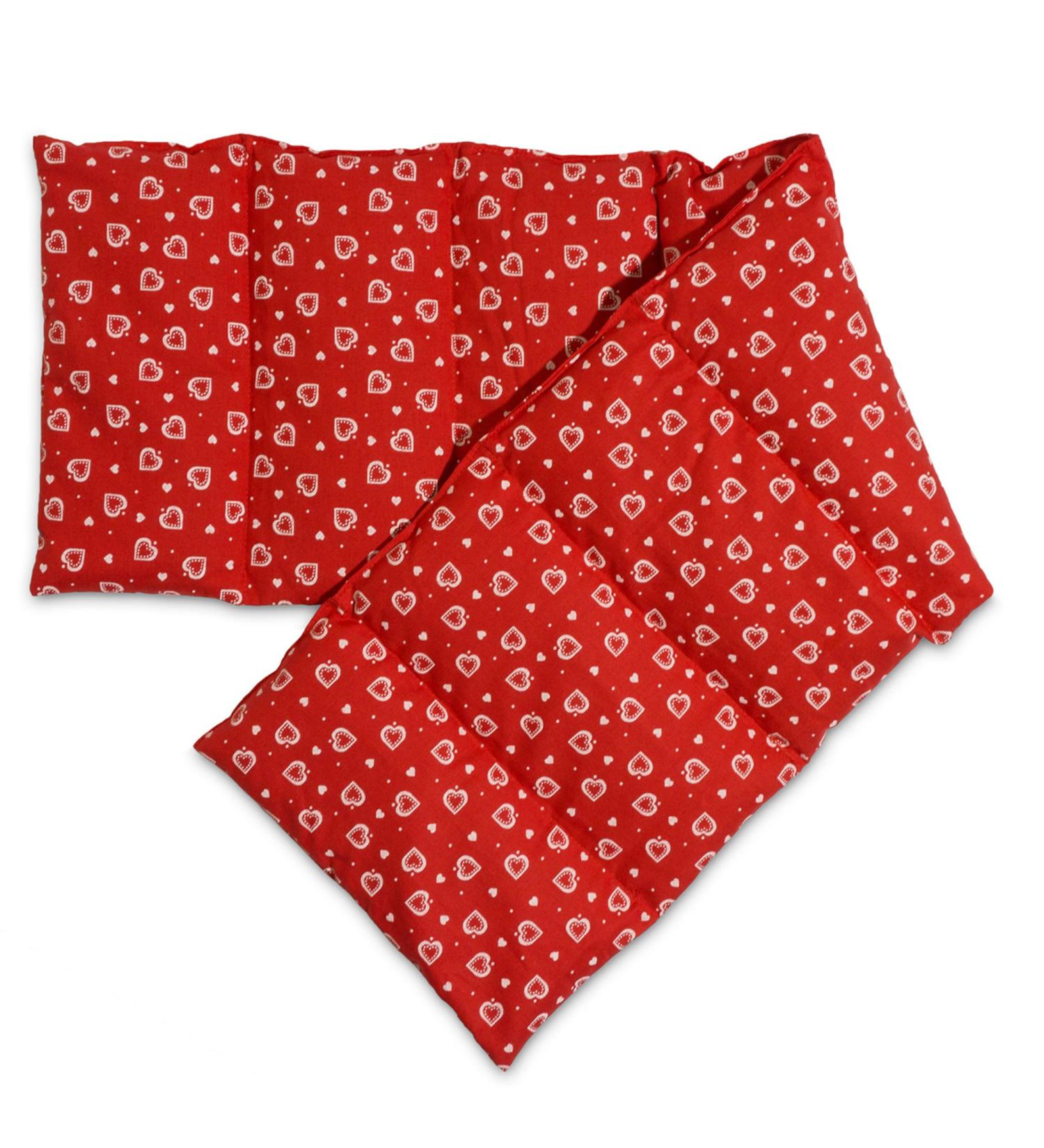 Linseed Pillow 75x20cm - Large 8-Chamber Heat & Grain Pillow - Hearts Red Design - International Shipping Available - Buy Online on GoSupps.com