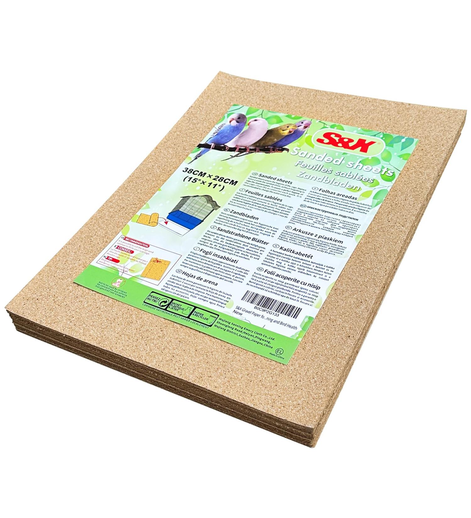 S&X Bird Cage Gravel Paper 30 Pack | 15 x 11 Sand Sheets for Easy Cleaning & Bird Health - Buy Online on GoSupps.com