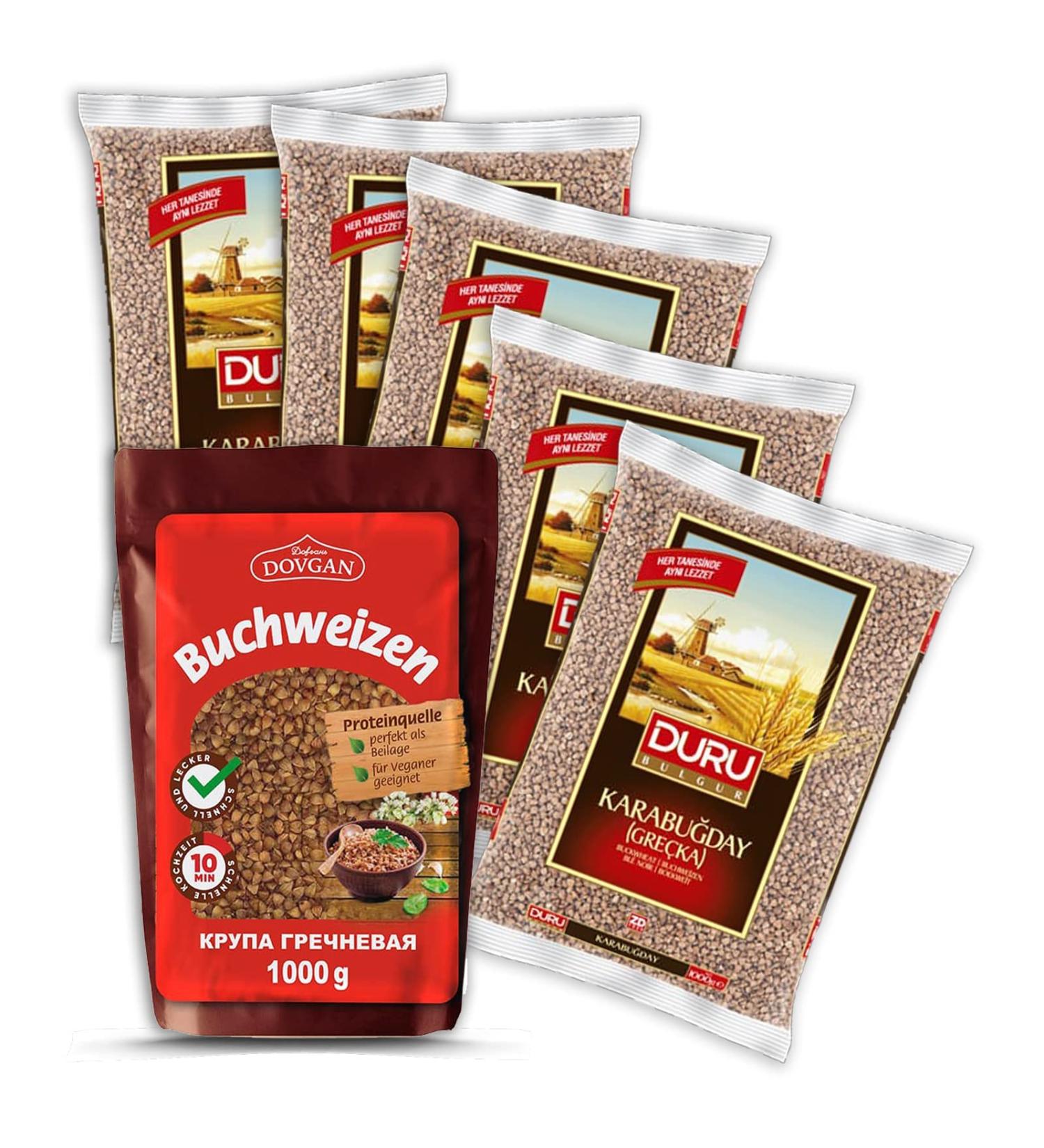 My Bazar Set 5+1 buckwheat (Greek coarse grain) 5x1000g DURU buckwheat + 1x1000g DOVGAN buckwheat FREE 1 kg (pack of 6)