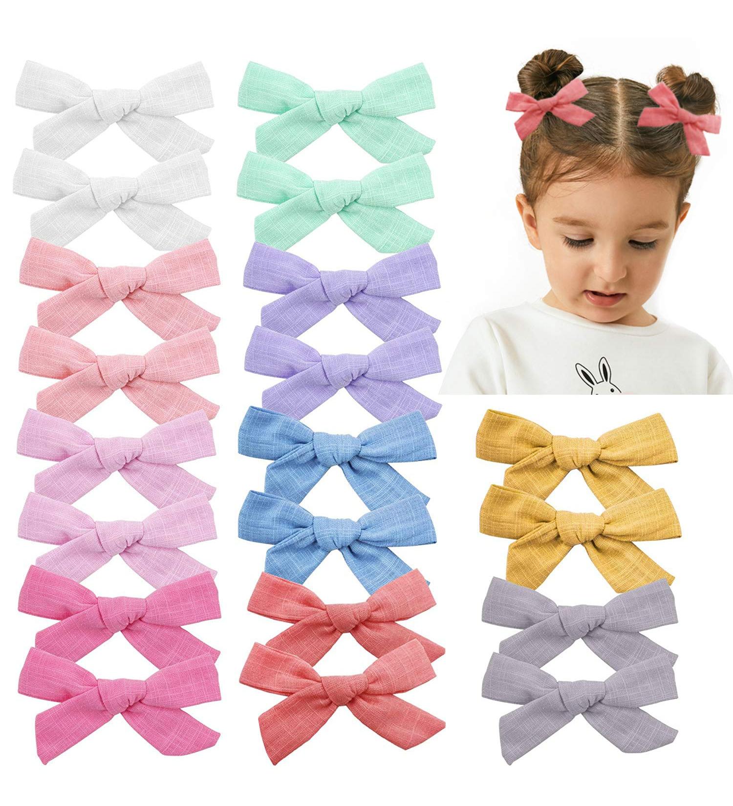 20pcs Baby Girls Hair Clips with Bows | Colorful Linen Accessories for Stylish Girls - Buy Online on GoSupps.com