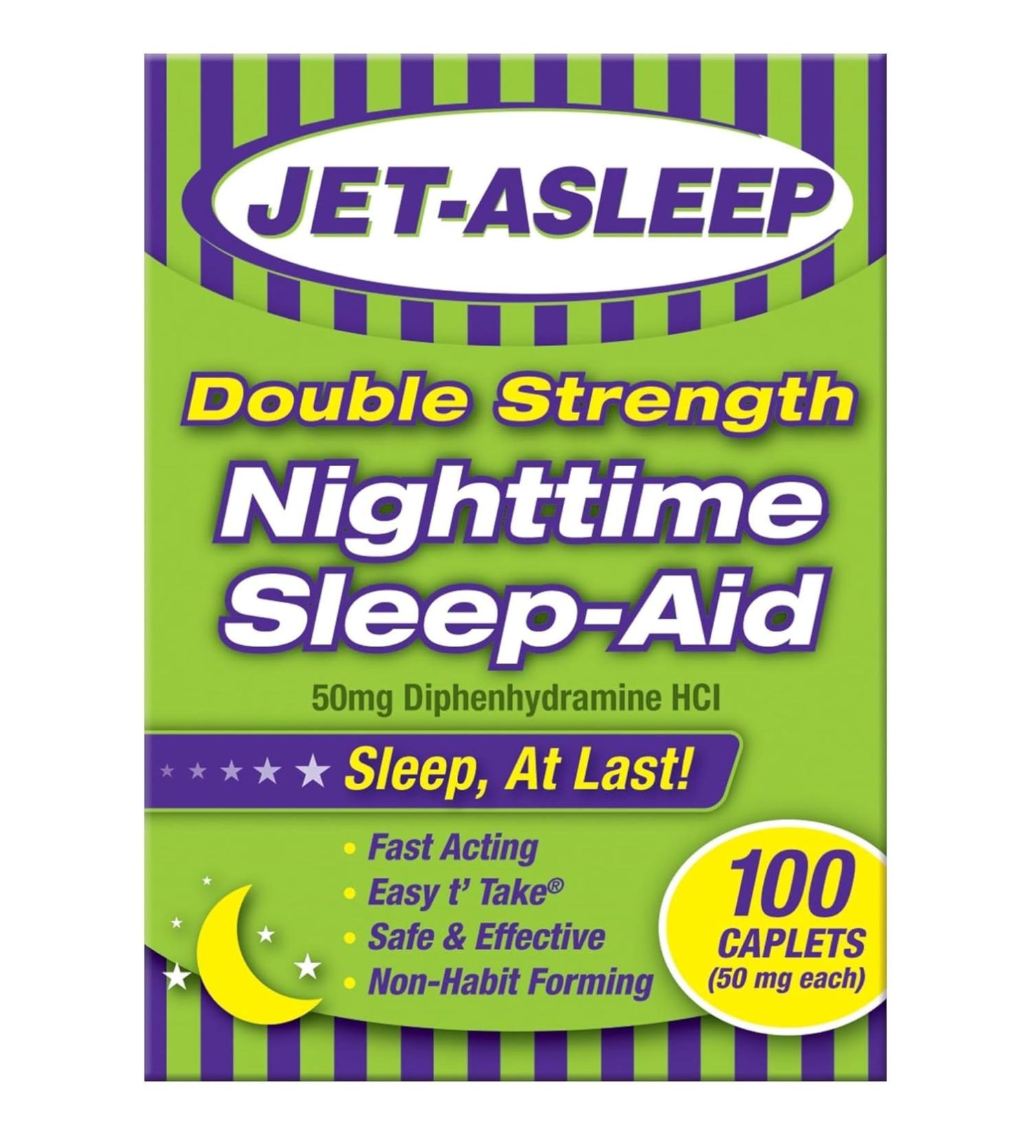 Jet Asleep Double Strength Nighttime Sleep Aid 100 Caplets (2) - Buy Online on GoSupps.com