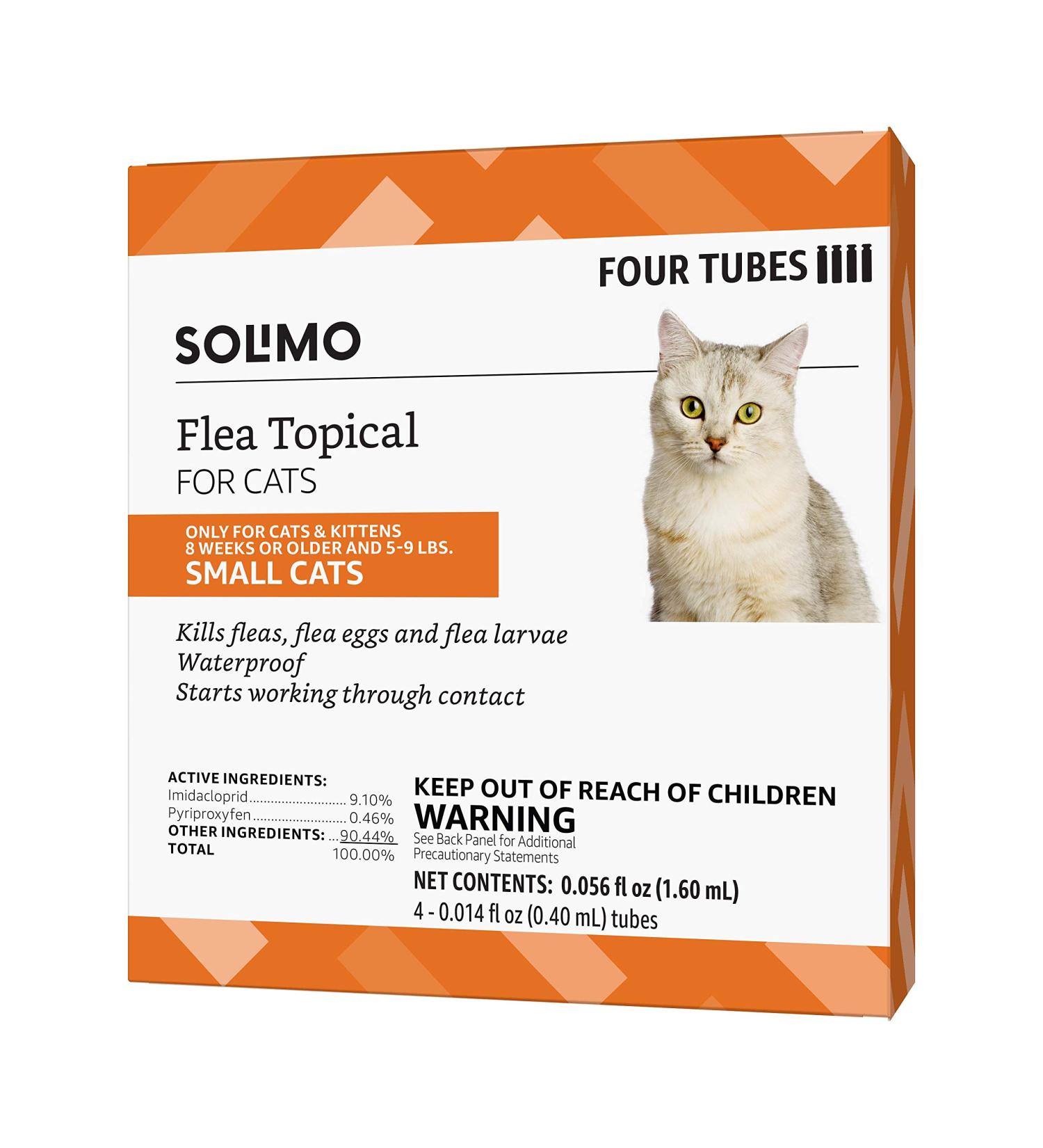 Solimo Flea Topical Treatment for Small Cats - 4 Count (5-9 lbs) | Fast-Acting Formula by Amazon Brand - Buy Online on GoSupps.com
