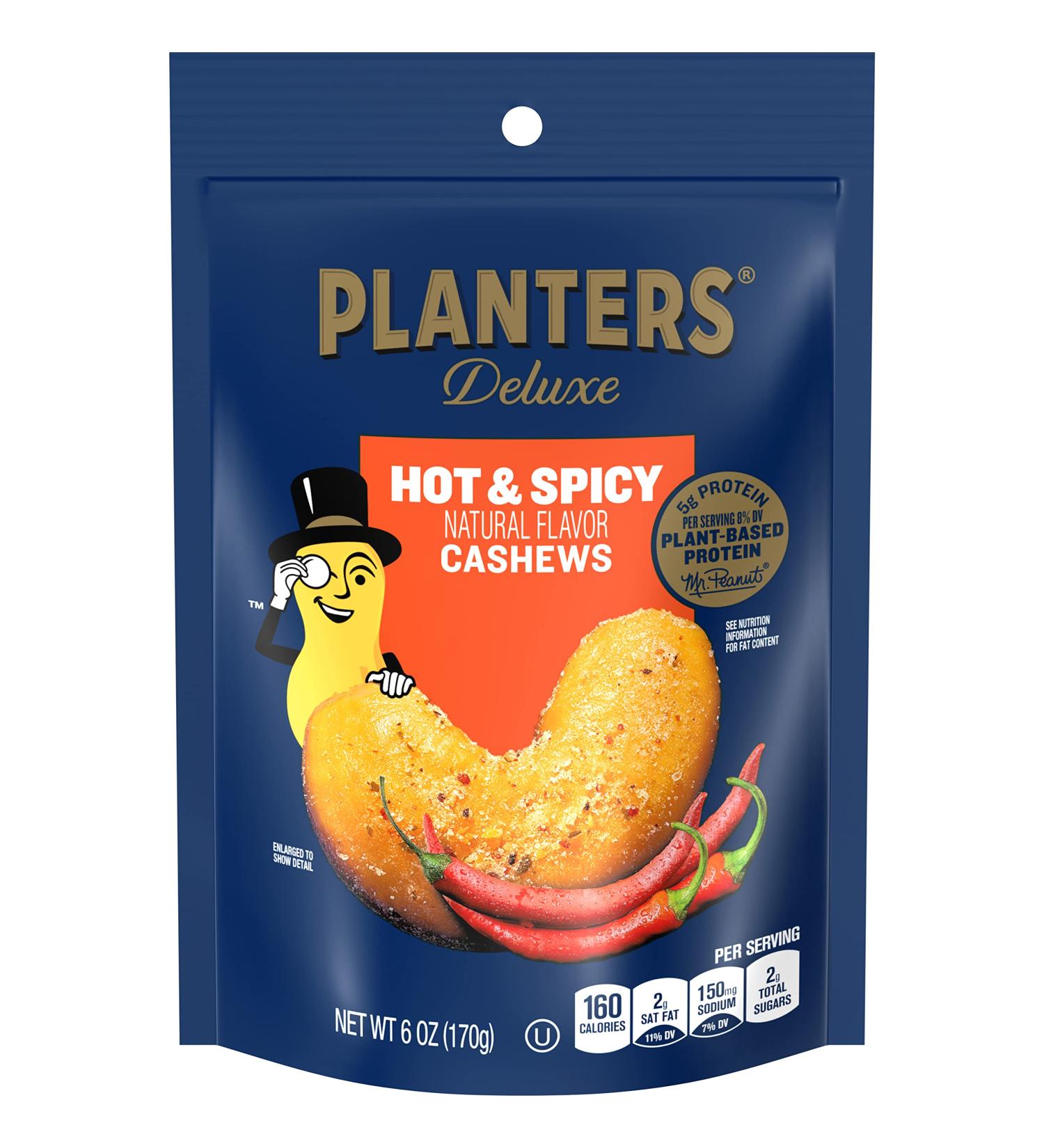 PLANTERS Deluxe Hot 'N Spicy Cashews 6 oz. (8-pack) - Premium Roasted Cashews with a Kick! - Buy Online on GoSupps.com