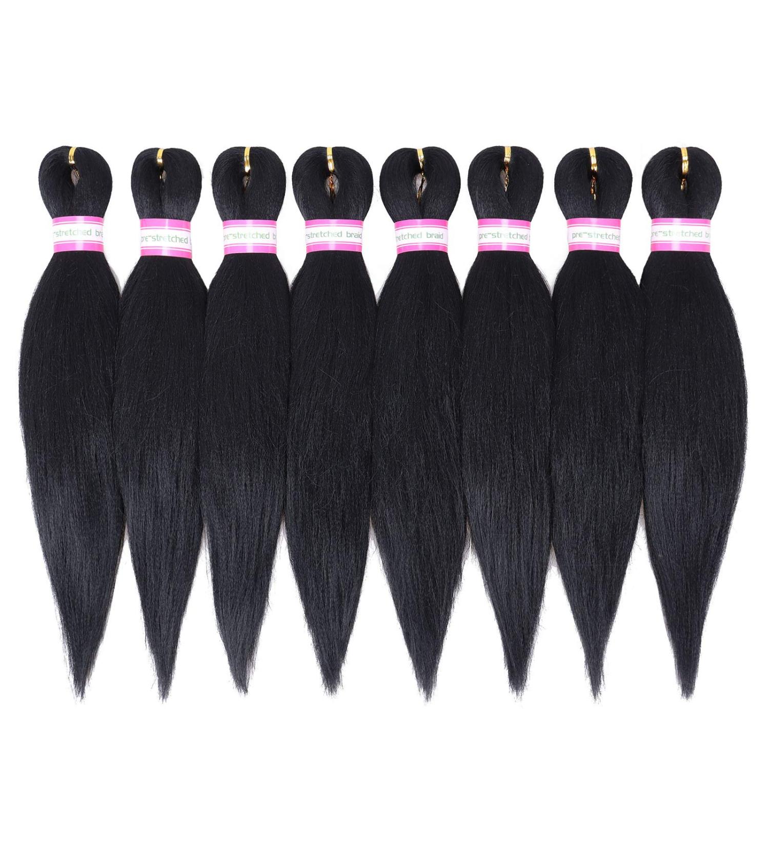 Pre-Stretched Black Braiding Hair Extensions 12 Inch - 8 Packs | Synthetic Crochet Braids for Natural Look | Professional Soft Yaki Straight Texture | Hot Water Setting | (#1B) Pack of 8 - Buy Online on GoSupps.com