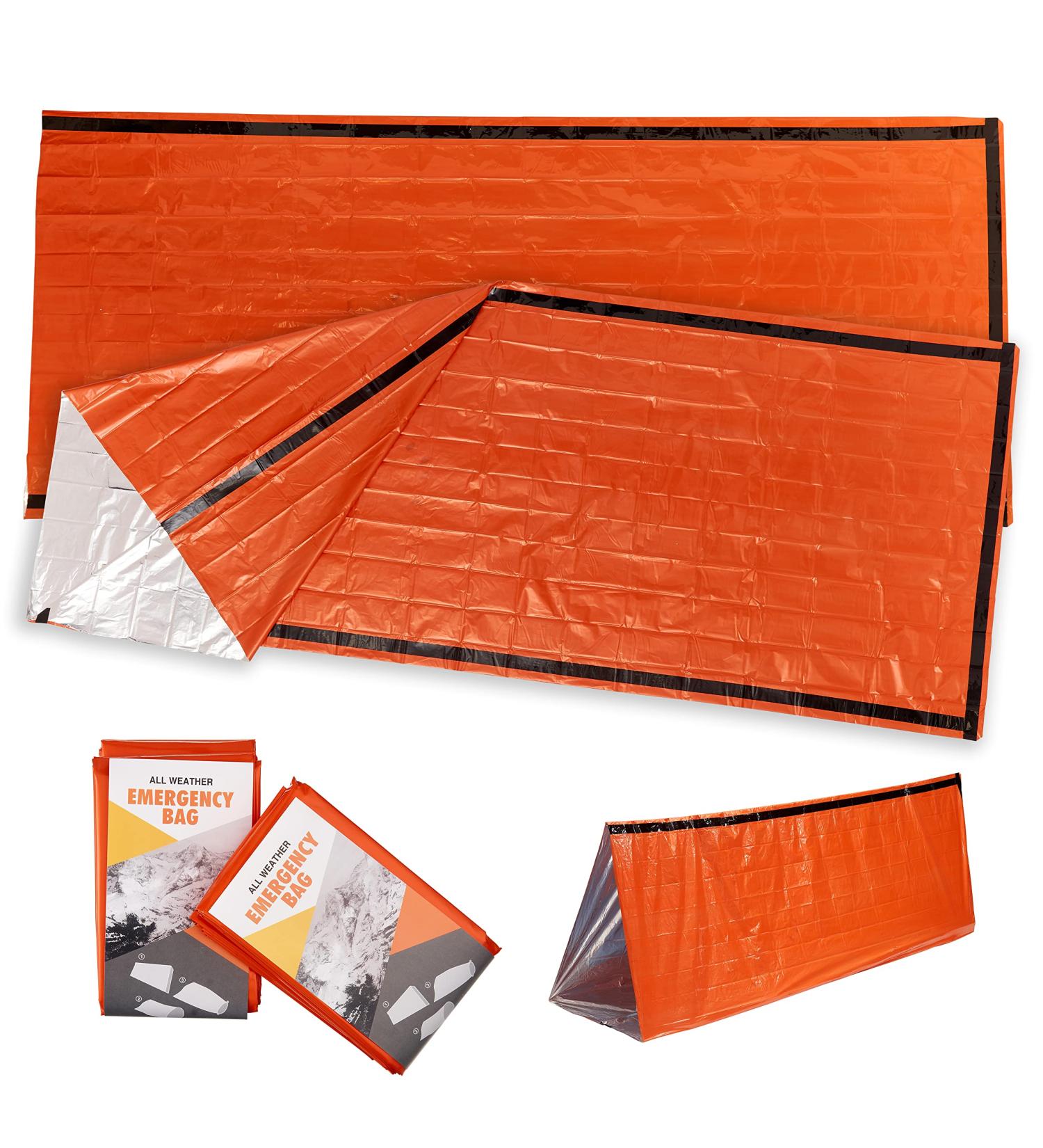 Bramble Thermal Emergency Bivouac Sack - 2 Pack Ultra-Light Waterproof Rescue Blankets for Camping Hiking & Emergencies - 213x91cm - Buy Online on GoSupps.com