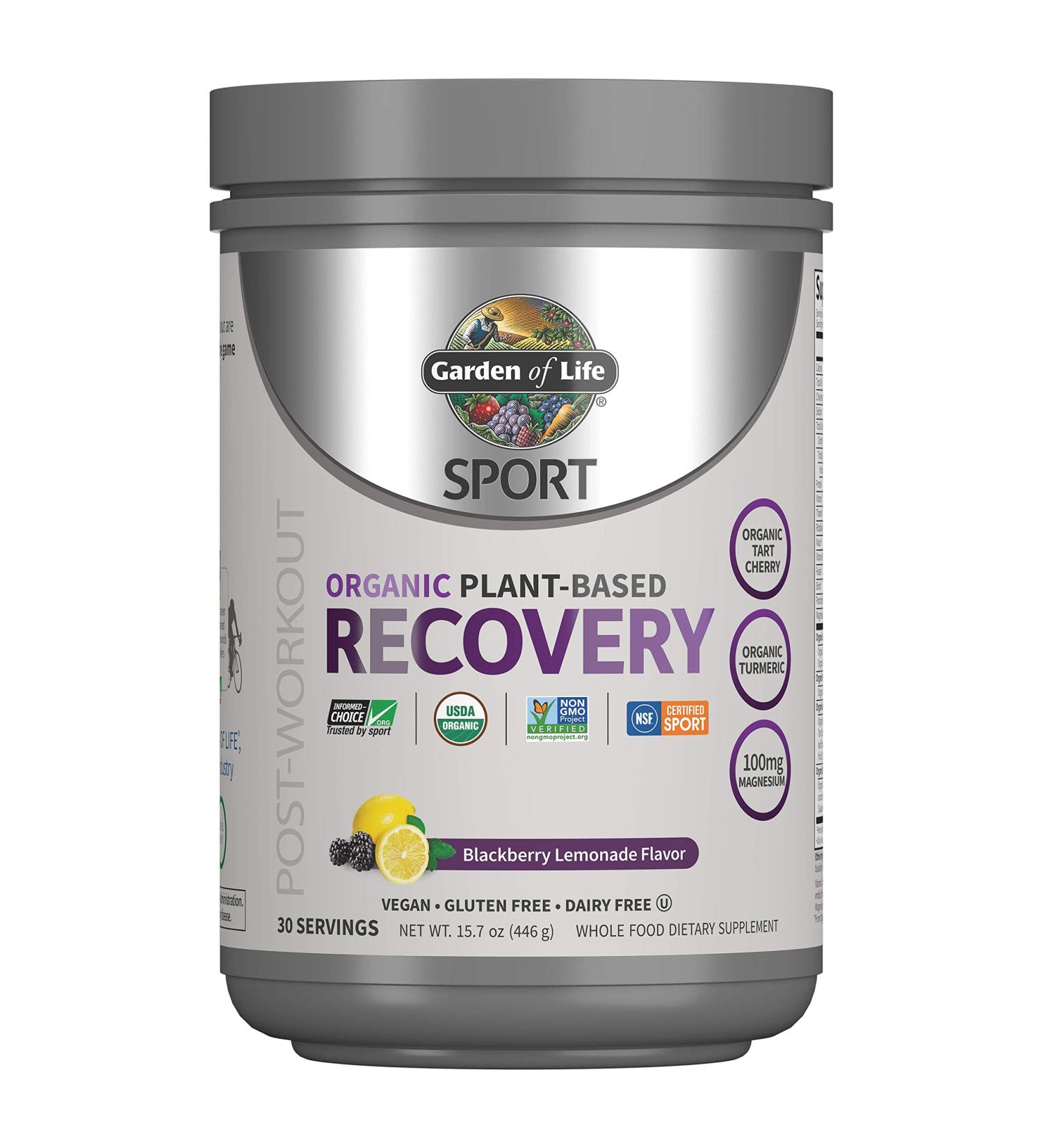 Organic Plant Based Post Workout Recovery Powder - BlackBerry Lemonade | Garden of Life Sport | 30 Servings - Buy Online on GoSupps.com
