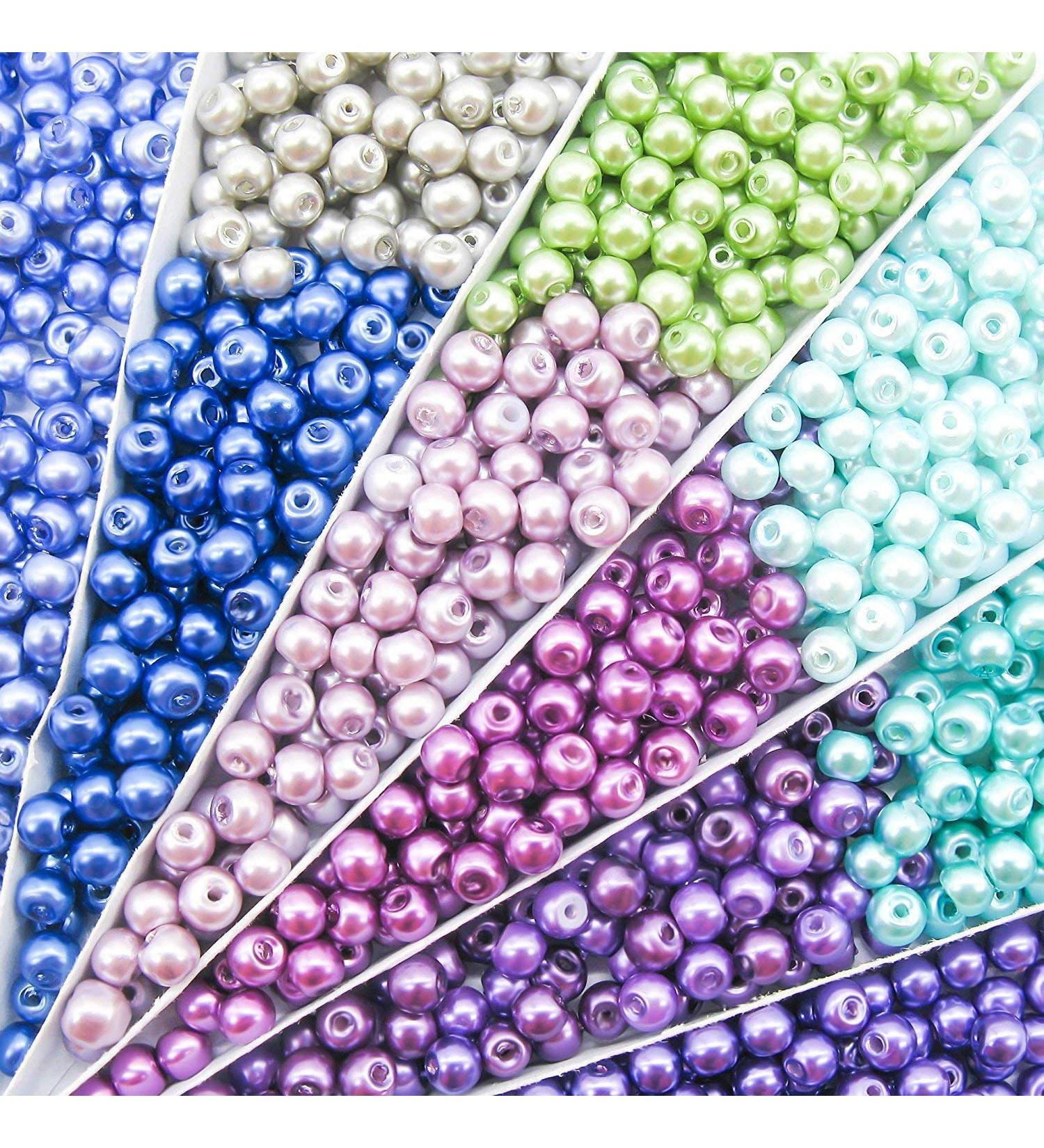 TOAOB 1000pcs 4mm Pearl Beads | Multi-Colored Round Glass Spacer Beads | DIY Craft Necklaces Bracelets Jewelry Making - Buy Online on GoSupps.com