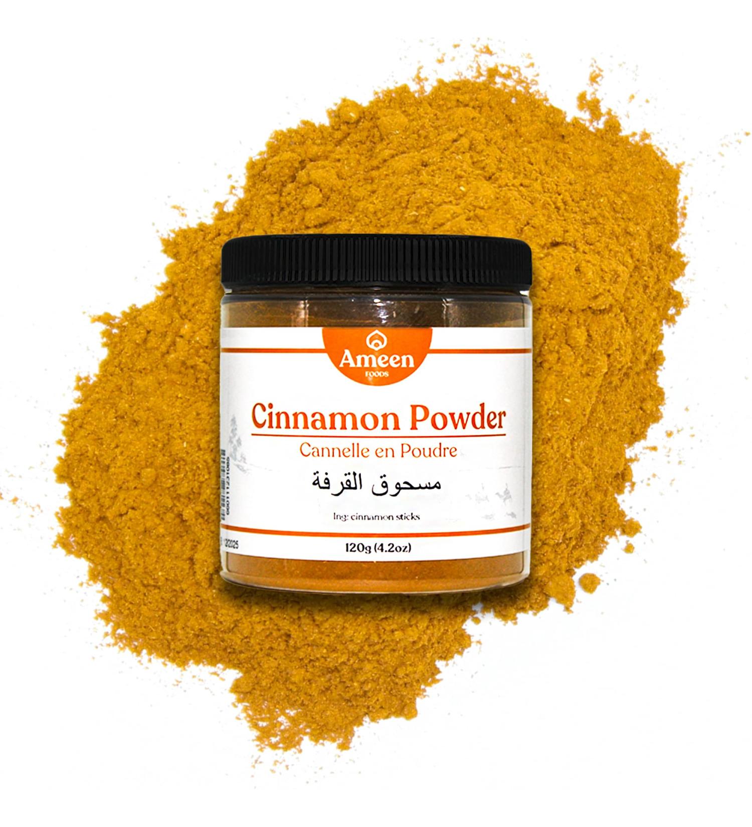 Ameen Foods | Ceylon Cinnamon Powder 120g (4.2 oz) Jar - Aromatic and Flavorful Perfect for Seasoning Baking and Cooking - Buy Online on GoSupps.com