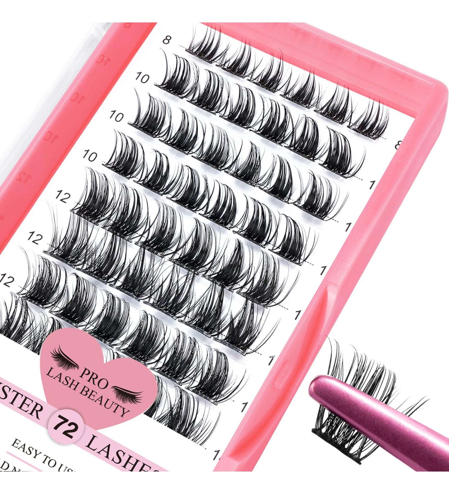 72 Pcs Peachy-D-8-16 Mix Cluster Individual Lashes - DIY Eyelash Extension Kit with Super Thin Band | Reusable & Comfortable - Buy Online on GoSupps.com