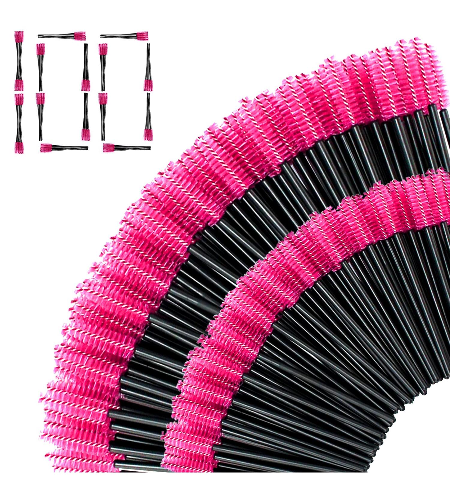 HOFASON 100PCS Disposable Eyelash Mascara Brushes | Eyebrow Brush Spoolies for Lash Extension & Makeup | Rose Color - Buy Online on GoSupps.com
