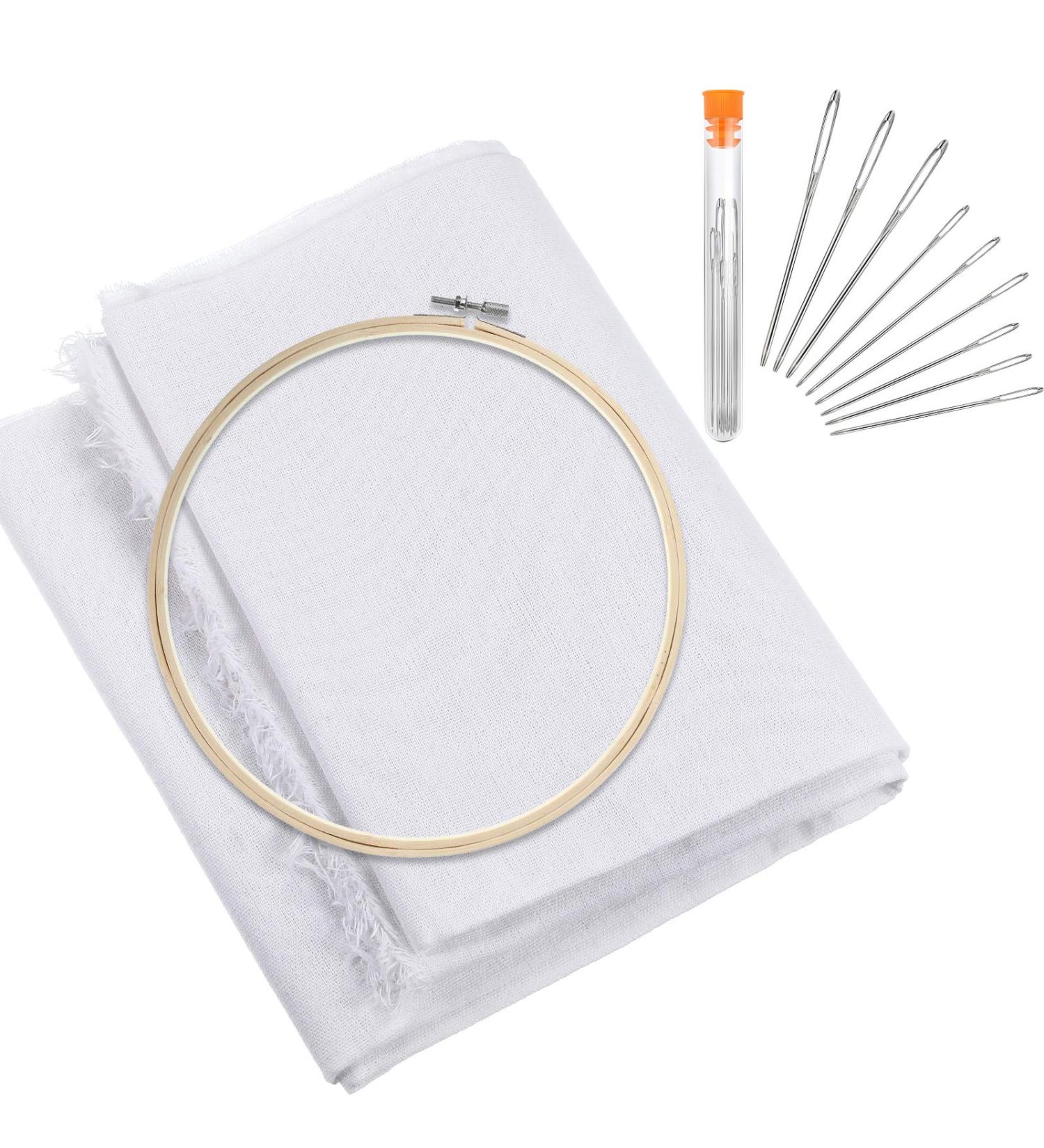 62x34.6 Inch Nature Linen Needlework Fabric with Embroidery Hoop & Needles - Garments & Crafts - Buy Online on GoSupps.com