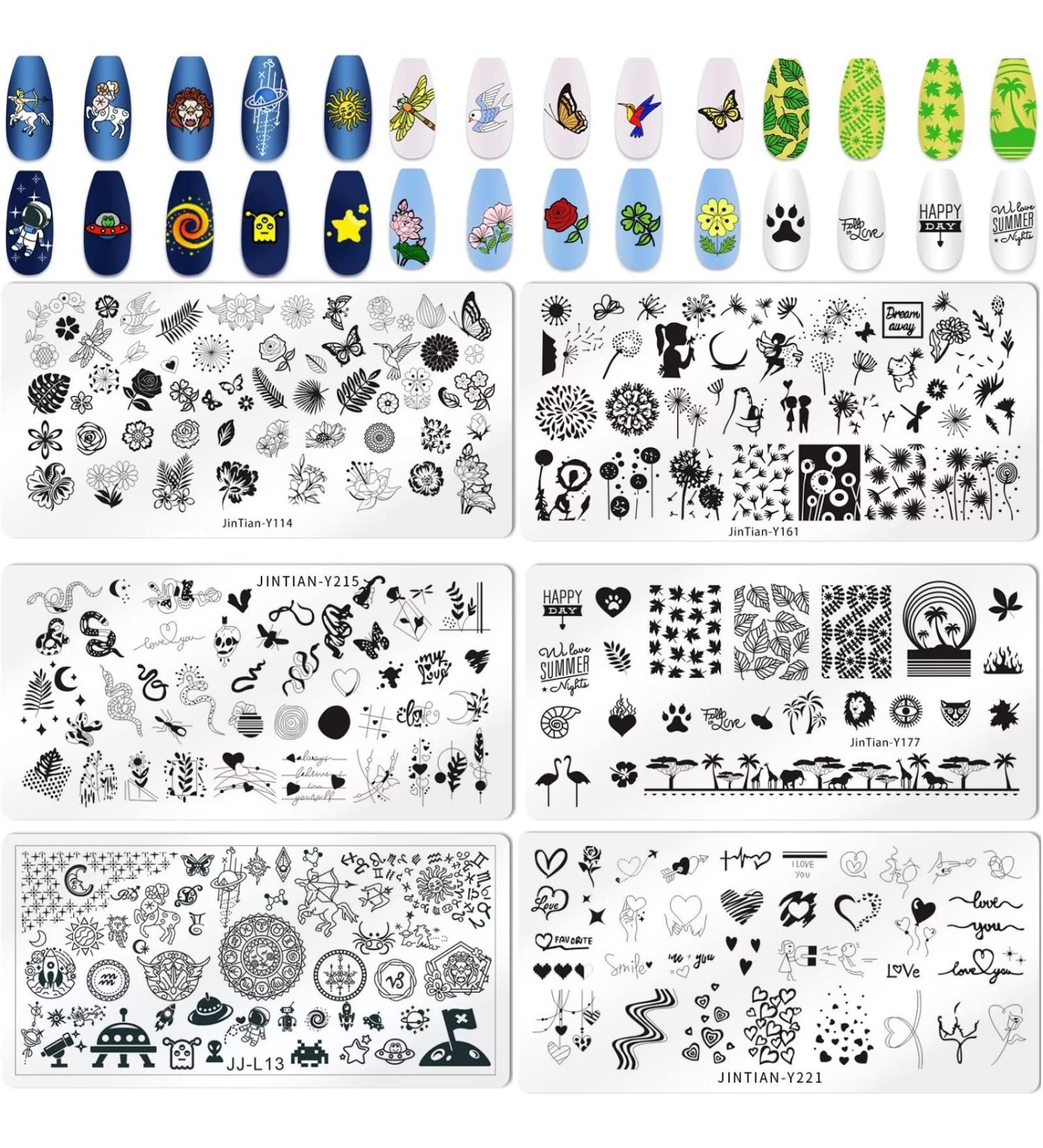 RUNRAYAY 6Pcs Ocean Animal Flower Stamping Plate Collection for Halloween & Christmas Nail Art - Buy Online on GoSupps.com