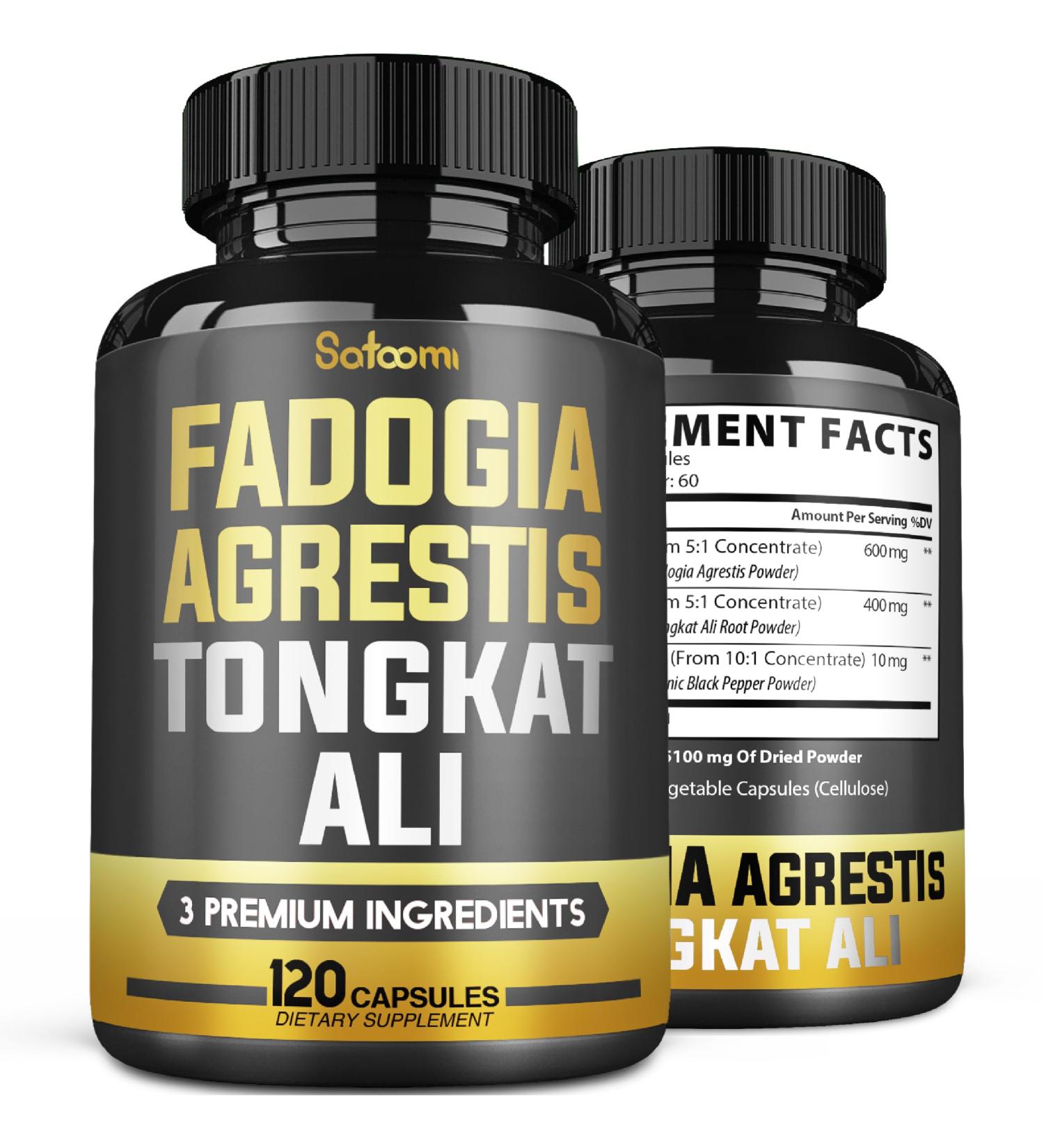600mg Fadogia Agrestis & 400mg Tongkat Ali Energy Strength & Immune Support 120 Capsules for 2-Month Supply - Buy Online on GoSupps.com