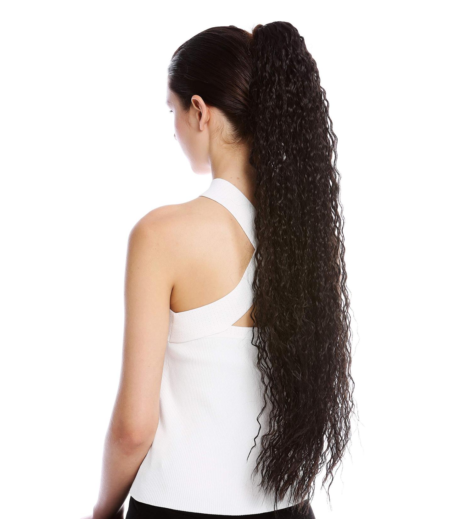 WIG ME UP N857-V-3: Long Dark Brown Braid Ponytail Hairpiece - 75 cm Voluminous Curly Afro Kinks - Buy Online on GoSupps.com