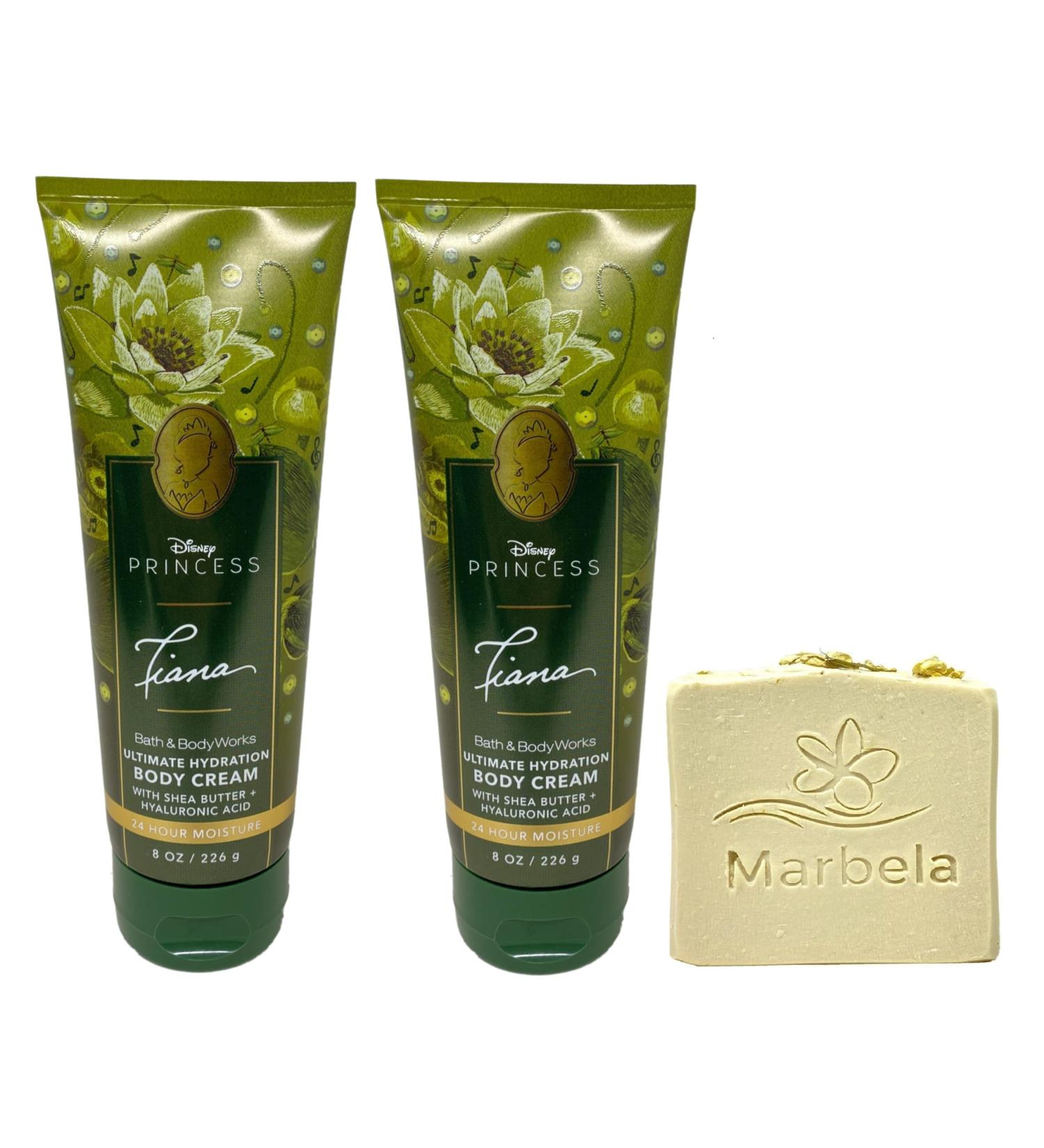 Bath & Body Works Limited Edition Princess Collection Tiana 2 Pack Body Cream Bundle with a Wild Jasmine Bar Soap - Full Size