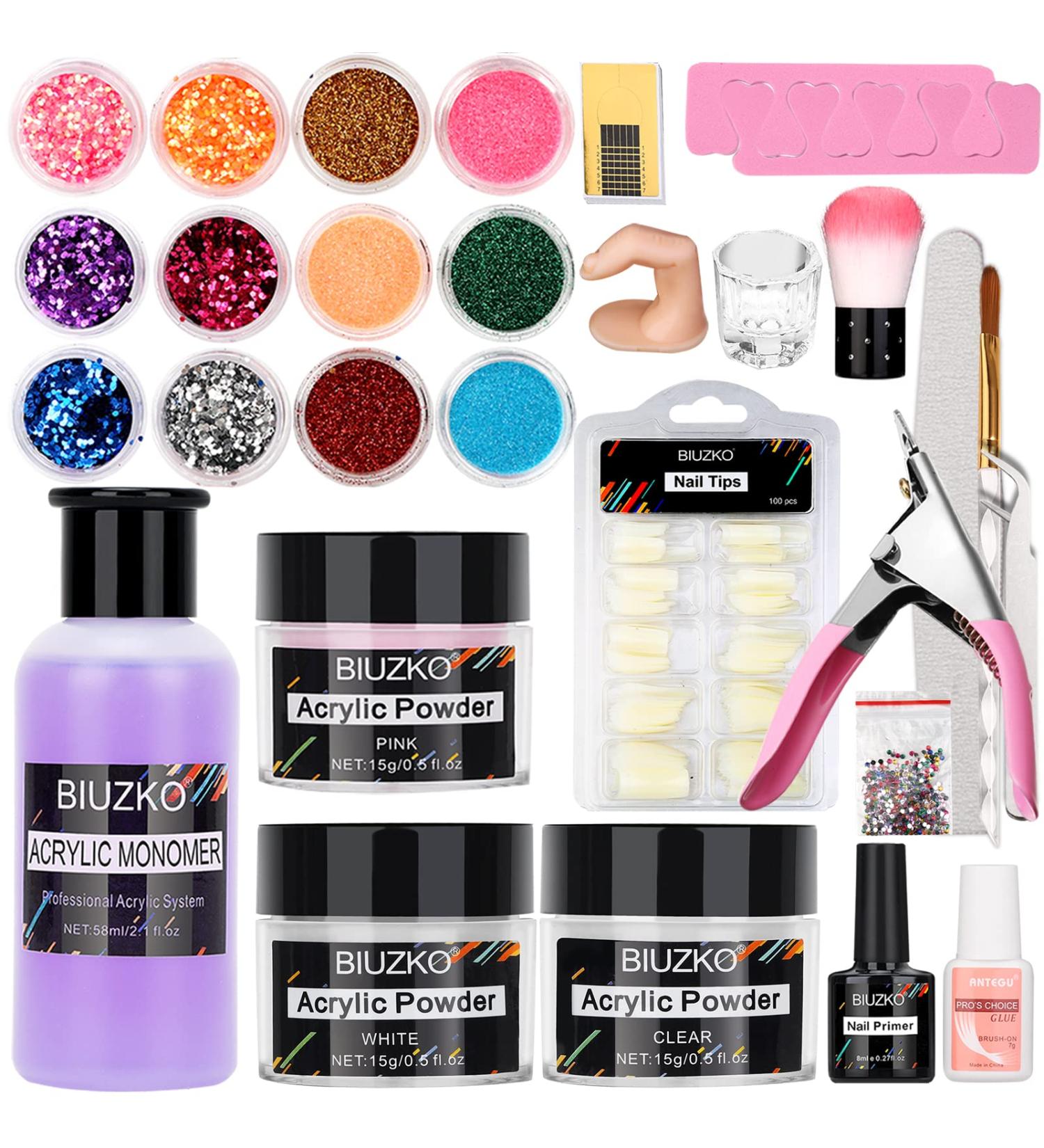 Professional Acrylic Nail Kit for Beginners - Primer, Powder, Liquid Set, French Tips & Art Tools - Buy Online on GoSupps.com
