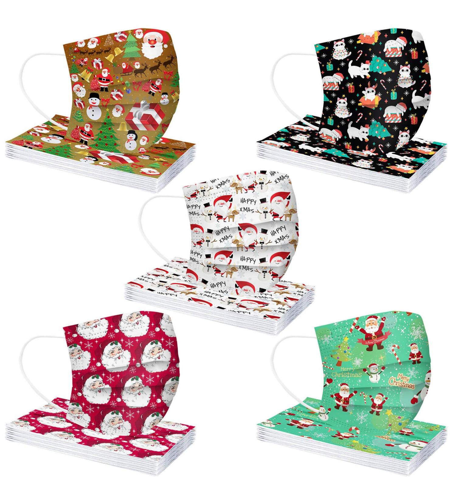 50PC Christmas Disposable Face_Mask for Adults Women Men with Winter Cute Colored Design Holiday Theme 3ply Breathable (#24) - Buy Online on GoSupps.com