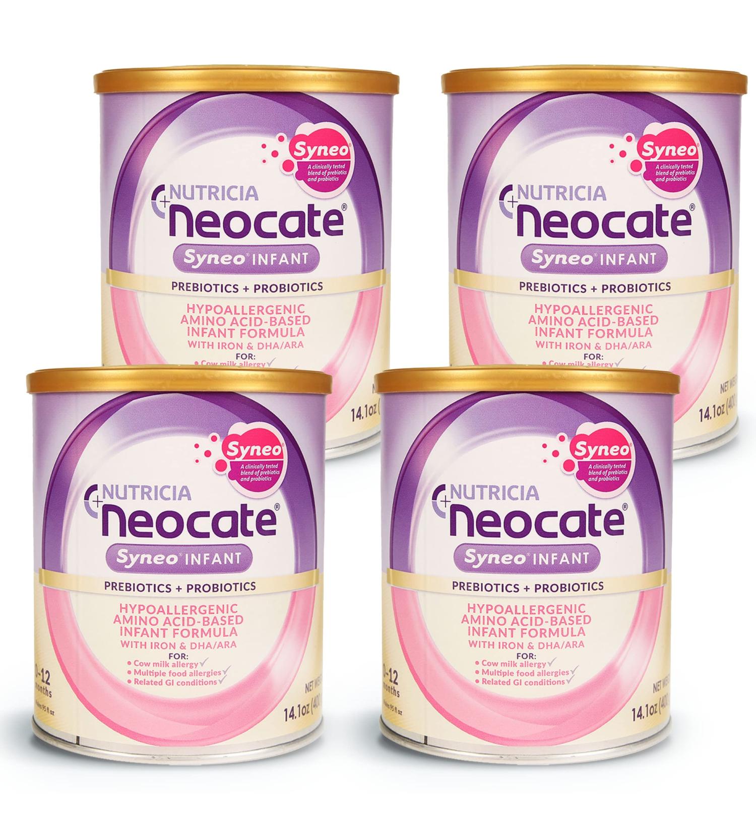 Neocate Syneo Infant - Hypoallergenic Amino Acid-Based Baby Formula with Prebiotics, Probiotics, DHA/ARA - 14.1 Oz Can (Pack of 4) - Buy Online on GoSupps.com