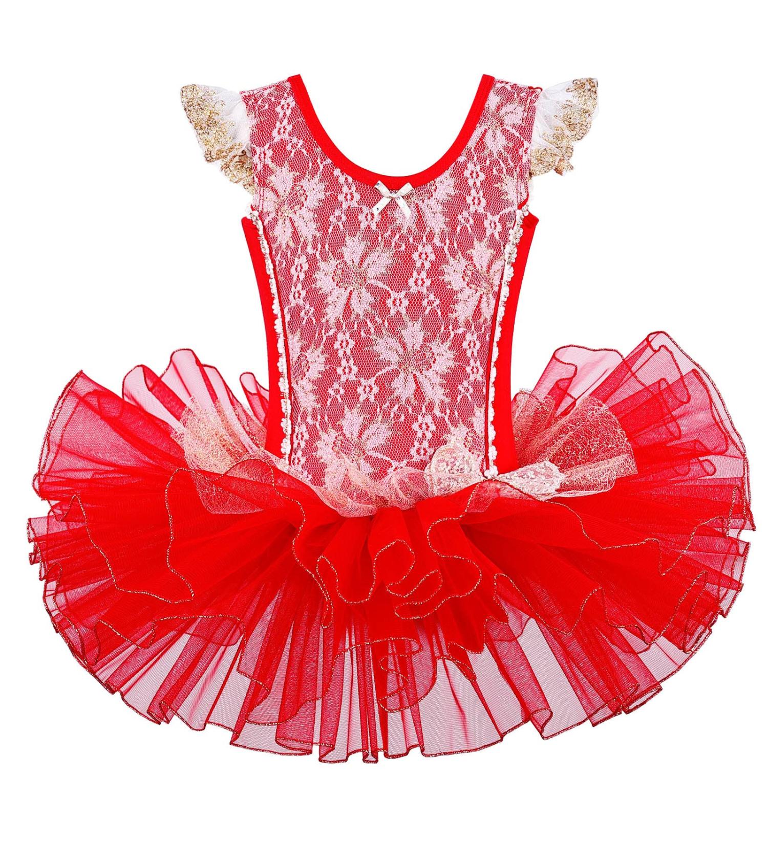 Girls Ballet Dance Leotard Tutu Skirted Princess Dress | Ages 3-8 | Red - Buy Online on GoSupps.com