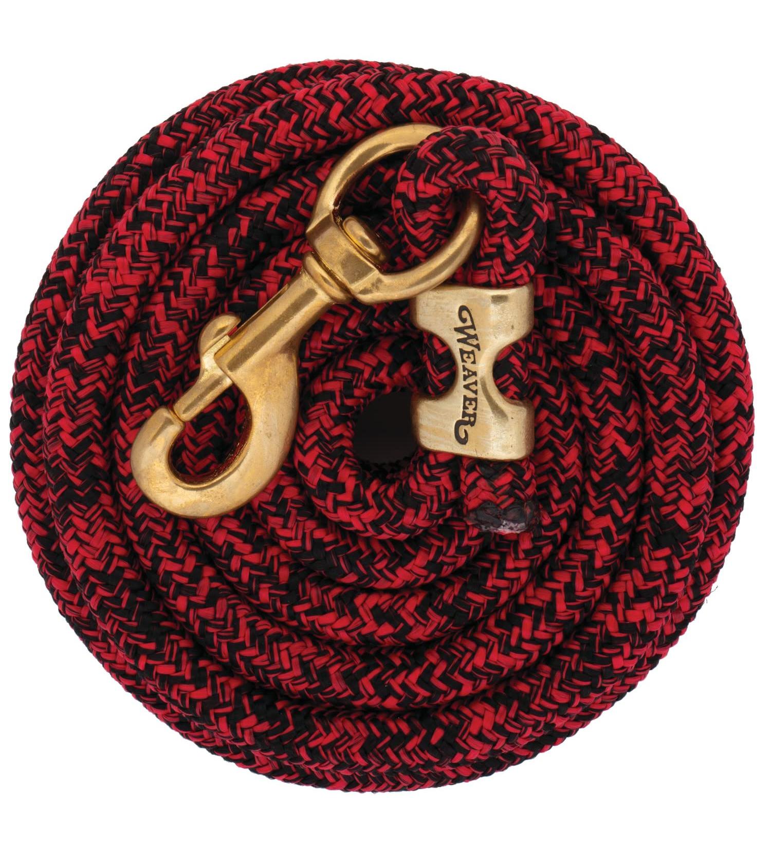 Poly Lead Rope with Solid Brass 225 Snap 10-feet Mosaic Red/Black