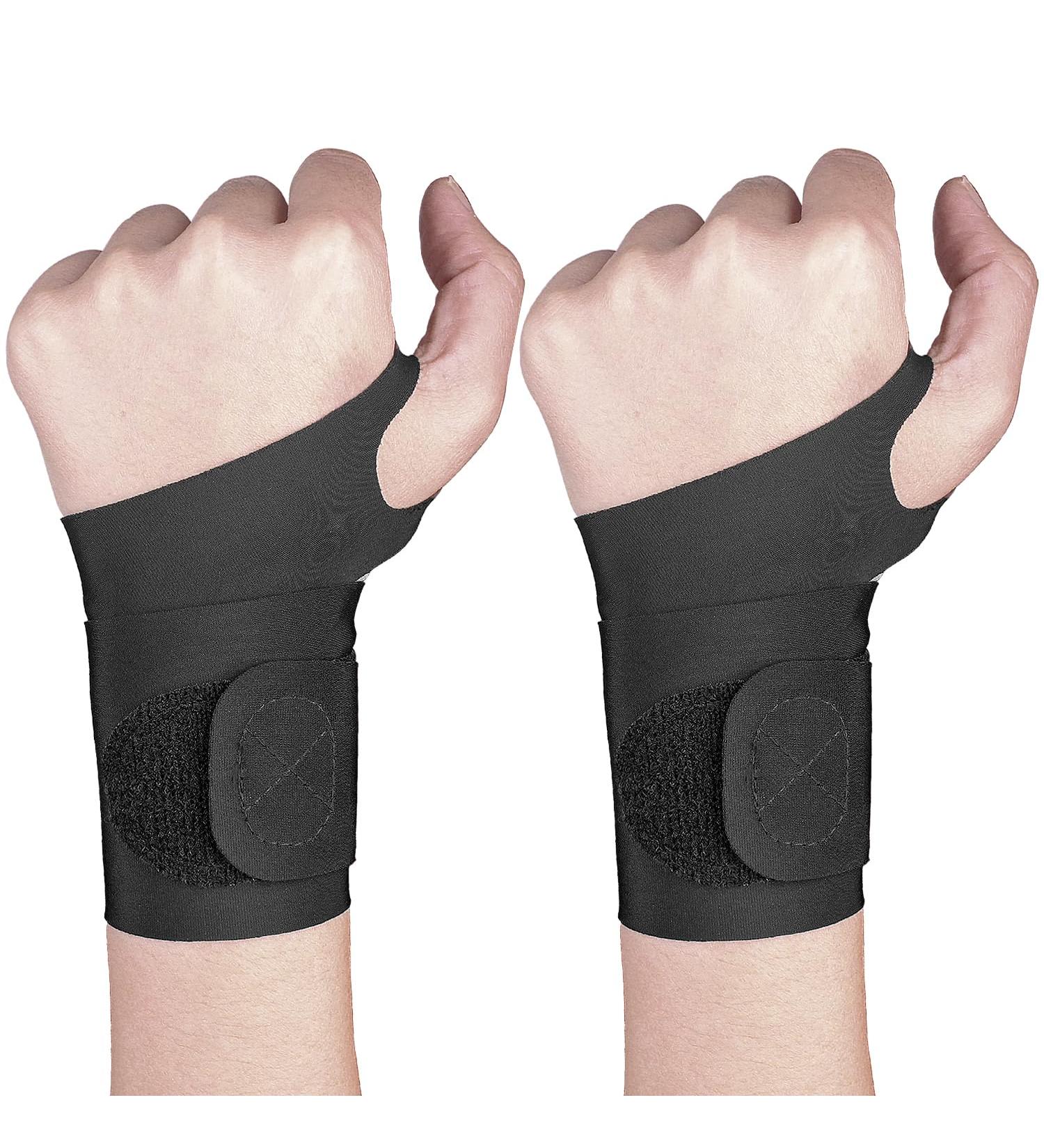 YUNYILAN Ultra-Thin Wrist Brace Support - 2 Pcs Compression Straps for Carpal Tunnel Arthritis & Tendonitis Pain Relief - Soft & Comfortable (Black - Buy Online on GoSupps.com