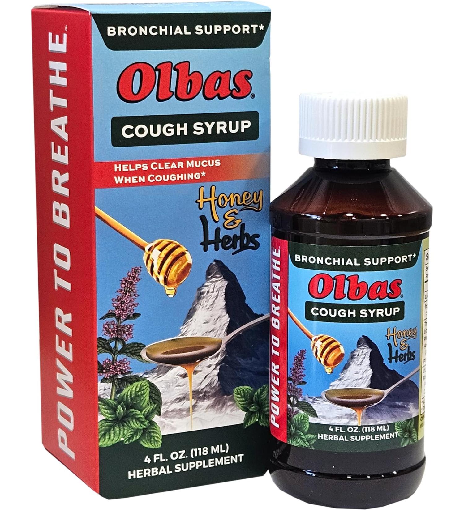 Olbas Syrup Cough Pack of 1 (4 FL. OZ.), Soothing Cough suppressant Herbal Honey Formula, Supports Healthy Lung & Bronchitis Relief, Natural Cough Syrup for Kids & Adults - Buy Online on GoSupps.com