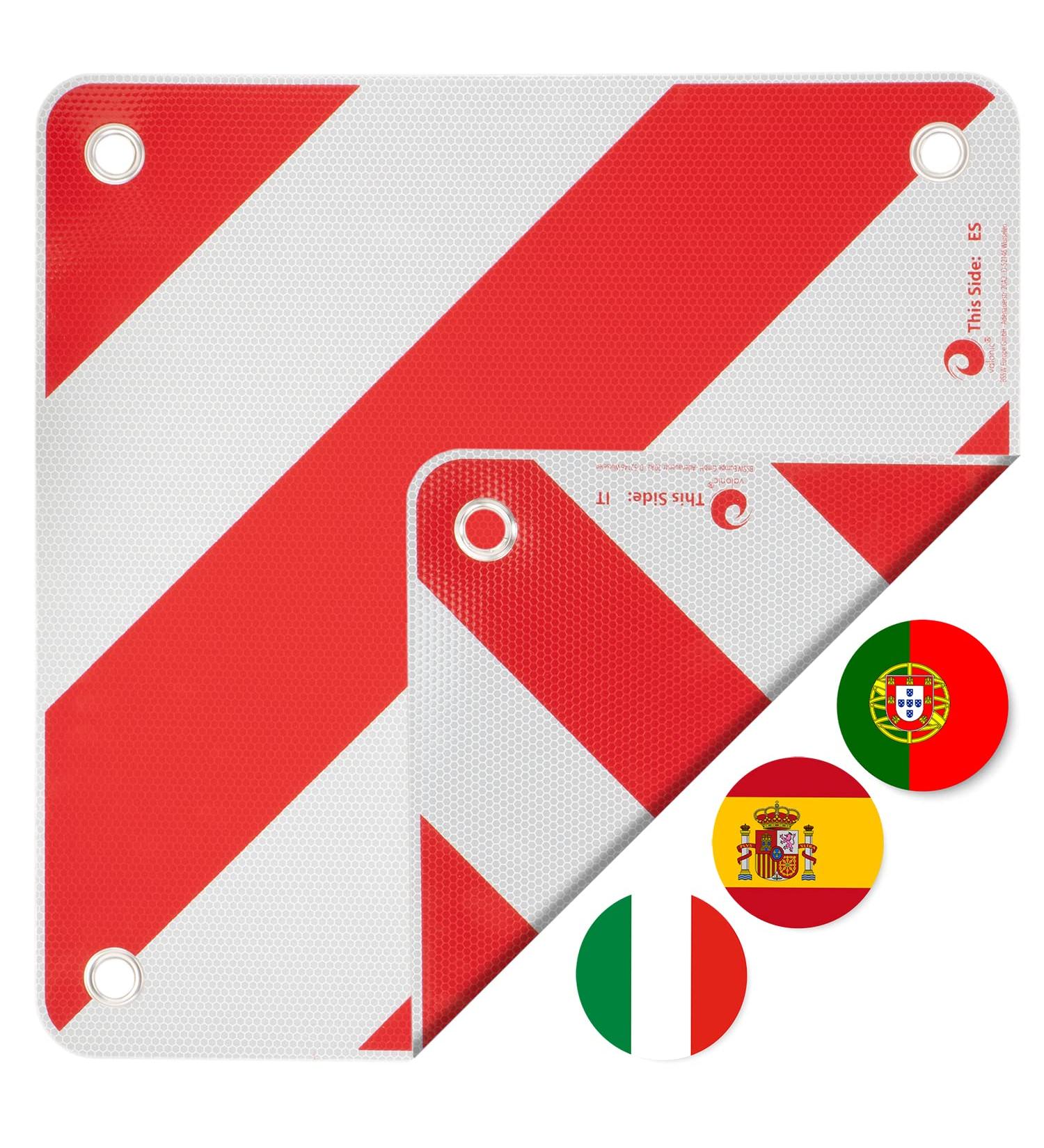 Valonic Premium Warntafel 2in1 - Reflective 50x50cm PVC Warning Sign for Motorhome Caravan & Bike Rack | Ideal for Italy Spain & Portugal - Buy Online on GoSupps.com