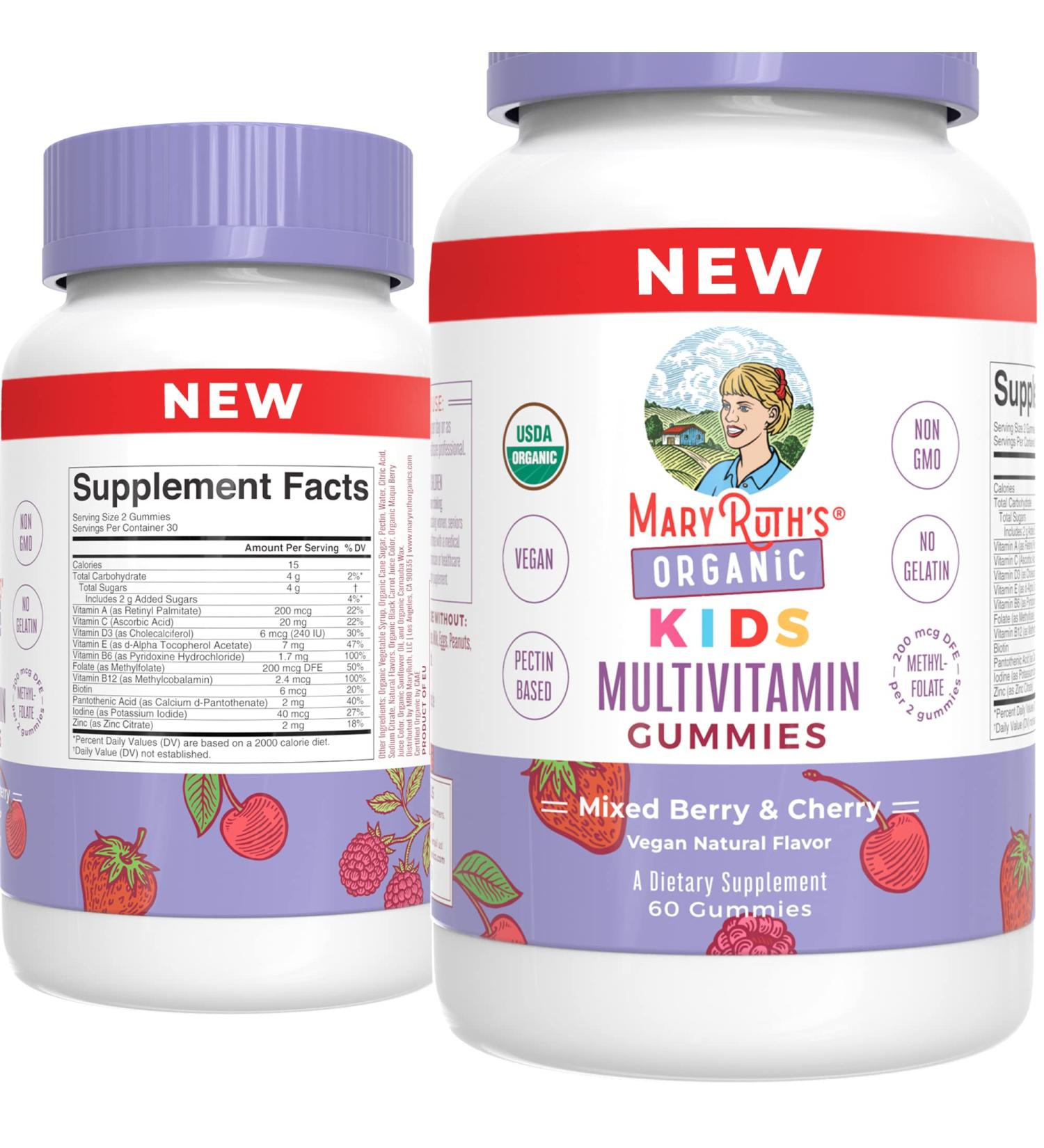 MaryRuth's USDA Organic Kids Multivitamin Gummies | Ages 4+ | 60 Count - Buy Online on GoSupps.com