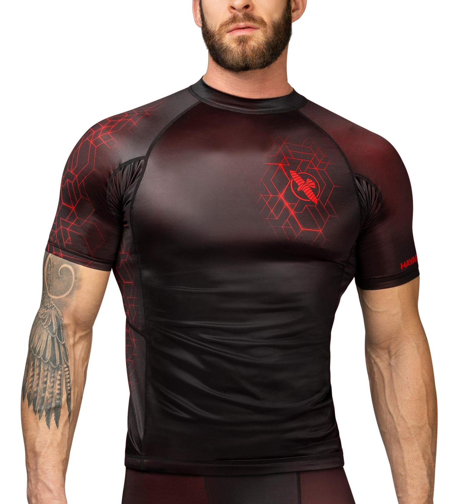 Hayabusa Geo Short Sleeve BJJ Rash Guard - Small, Red - Buy Online on GoSupps.com