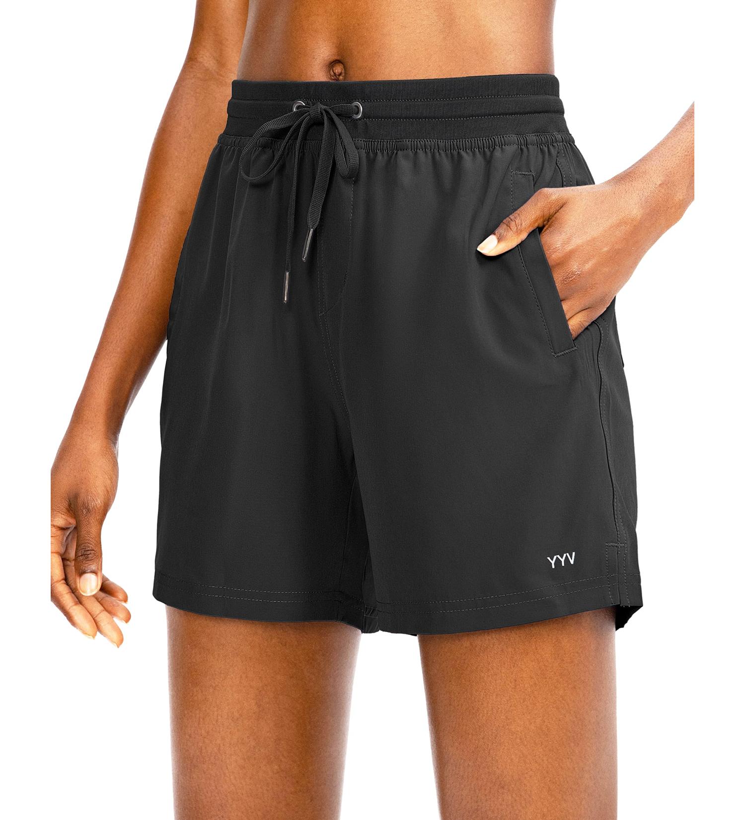 YYV Women's 5 Quick Dry Athletic Hiking Golf Shorts with Pockets - Black (Small) - Buy Online on GoSupps.com