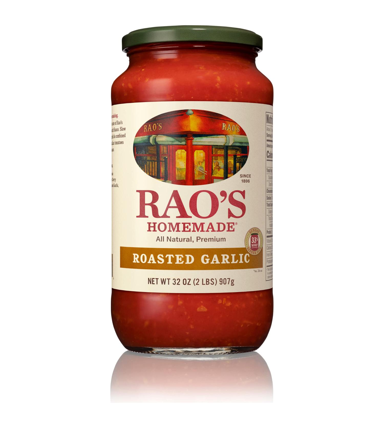 Rao's Homemade Roasted Garlic Tomato Sauce 32 oz - Premium Quality Pasta Sauce | Carb Conscious, Keto Friendly, All Natural - Buy Online on GoSupps.com