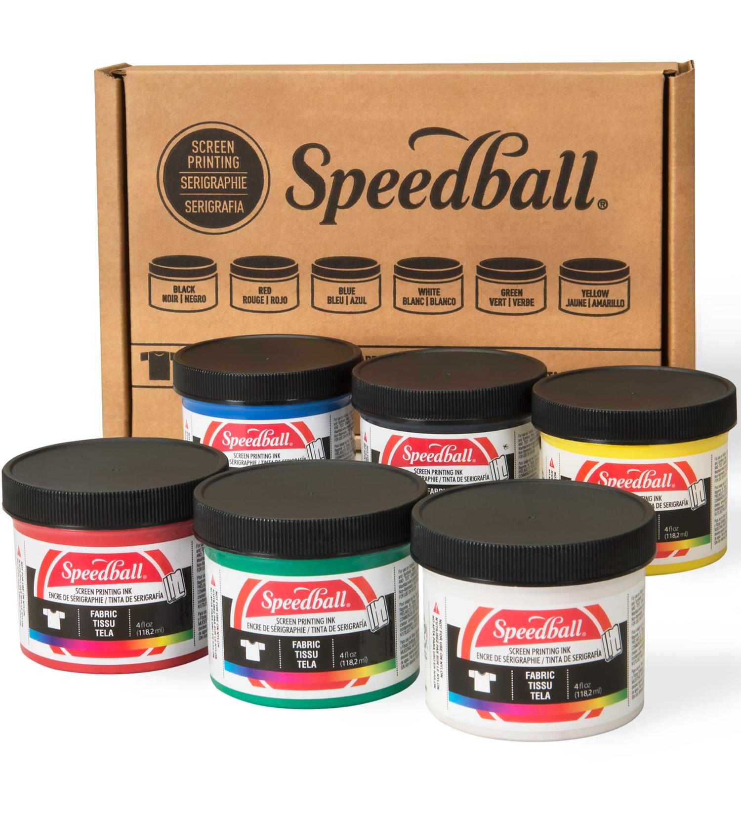 Speedball Fabric Screen Printing Ink Starter Set - 6 Colors, 4oz - Ideal for T-Shirt and Silkscreen Printmaking - Buy Online on GoSupps.com