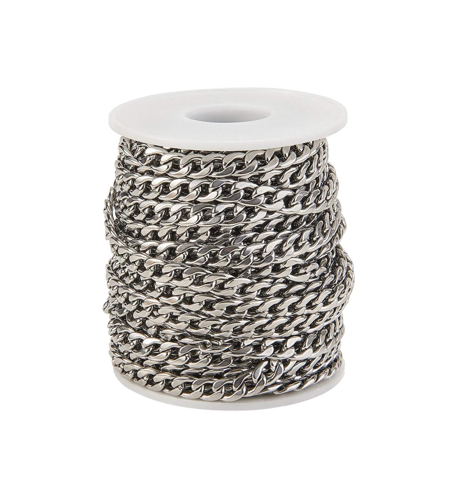 LiQunSweet 33FT Hypoallergenic 304 Stainless Steel Twisted Cuban Curb Chain Roll - 9x6mm 10m Twist Chain for DIY Jewelry Making - Buy Online on GoSupps.com
