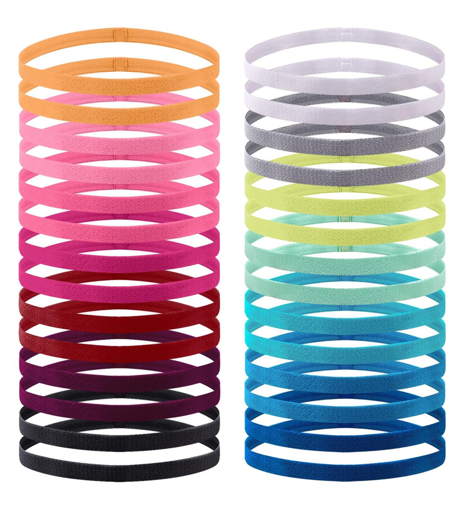 Duufin 28-Piece Colorful Elastic Headbands for Women, Men, and Girls - Non-Slip Grip Sports Headbands in 14 Colors - Iridescence - Buy Online on GoSupps.com