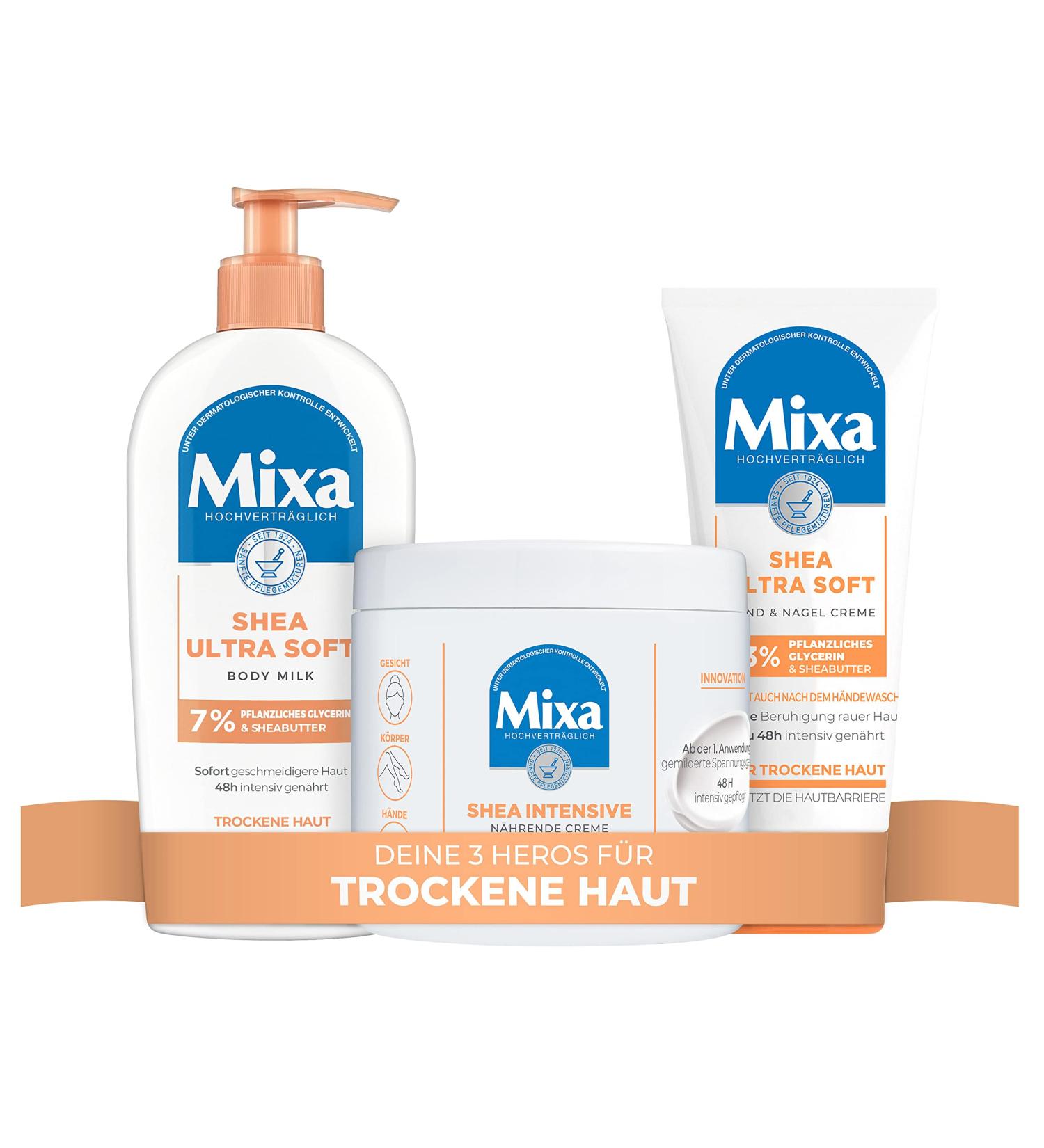 Mixa Care Set: Shea Ultra Soft Bodymilk Hand Cream & Intensive All-Purpose Cream for Body Hand & Face - Hydrating Skincare for All - Buy Online on GoSupps.com