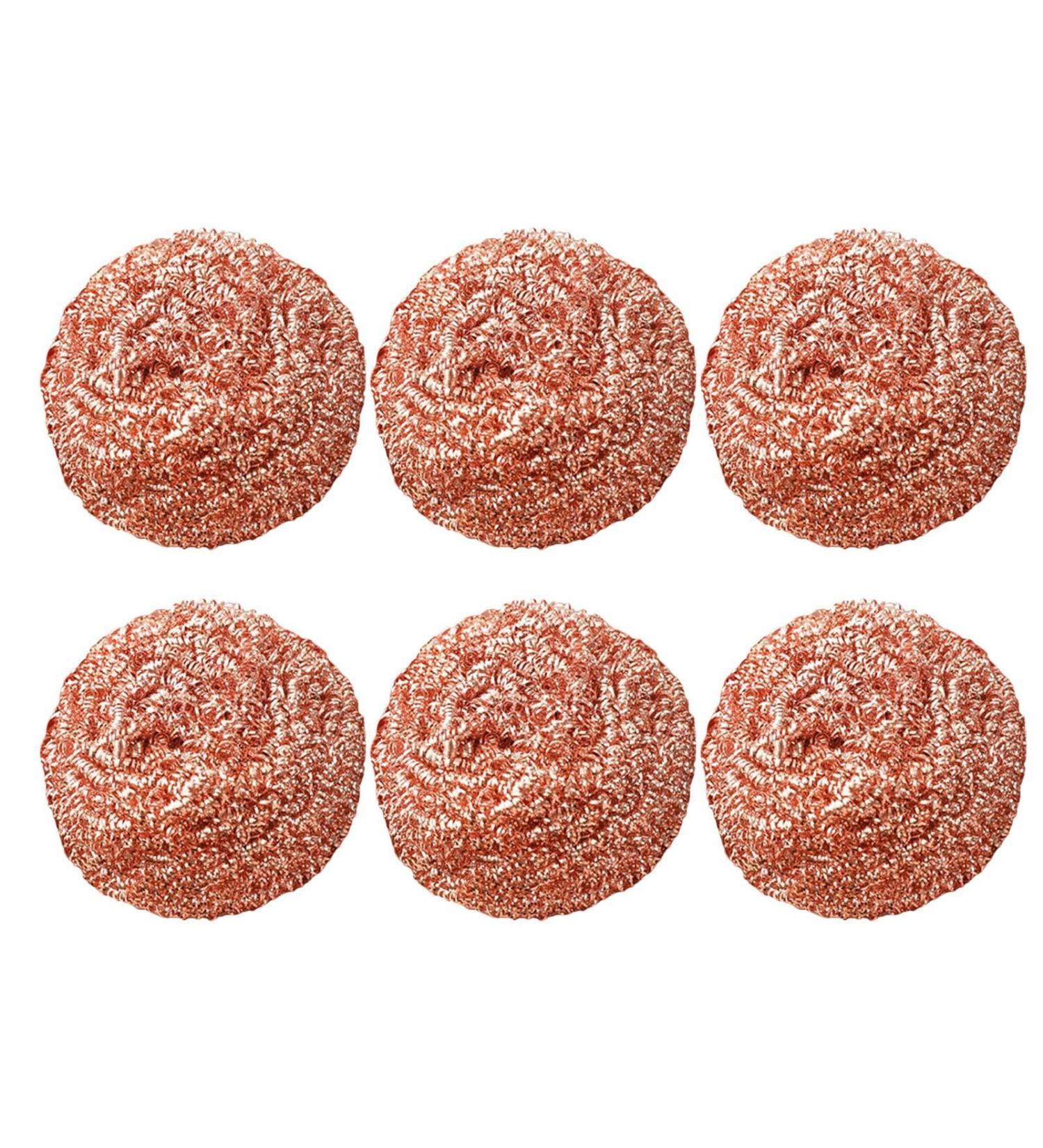 Copper Wire Cleaning Dishes Scrubber - 7x7x4cm Wire Metal Copper Scourer Pads | Heavy Duty Sponge Scourer Wool Brush Dish Scrubber Non-Stick Pot Copper Wire Ball Scourer for Cleaning Pan - Buy Online on GoSupps.com