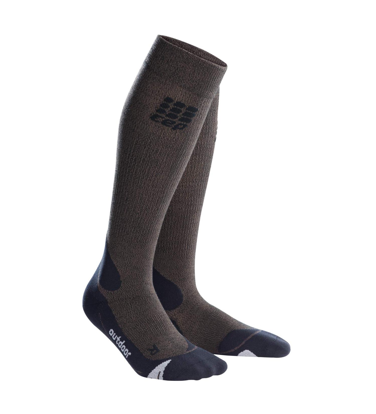 CEP - Outdoor Merino Socks for women | Trekking socks with compression effect | brown/black | size II