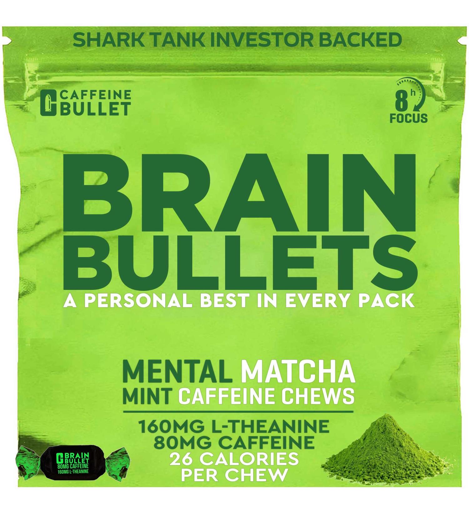 80mg Caffeine & 160mg L-Theanine Focus Enhancing Energy Chews (40 Servings) Neuroscience Backed Nootropic Stack Mental Acuity & Cognitive Support | Mint Matcha Flavor Brain Bullet 1 Bag - 40 Chews - Buy Online on GoSupps.com