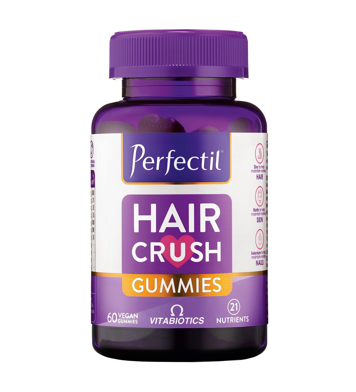 Perfectil Hair Crush Vitamin Gummies - Ultimate Hair Growth Formula with Biotin, Vitamin D | Vegan Chewable Gummy for Thick, Healthy Hair - Buy Online on GoSupps.com