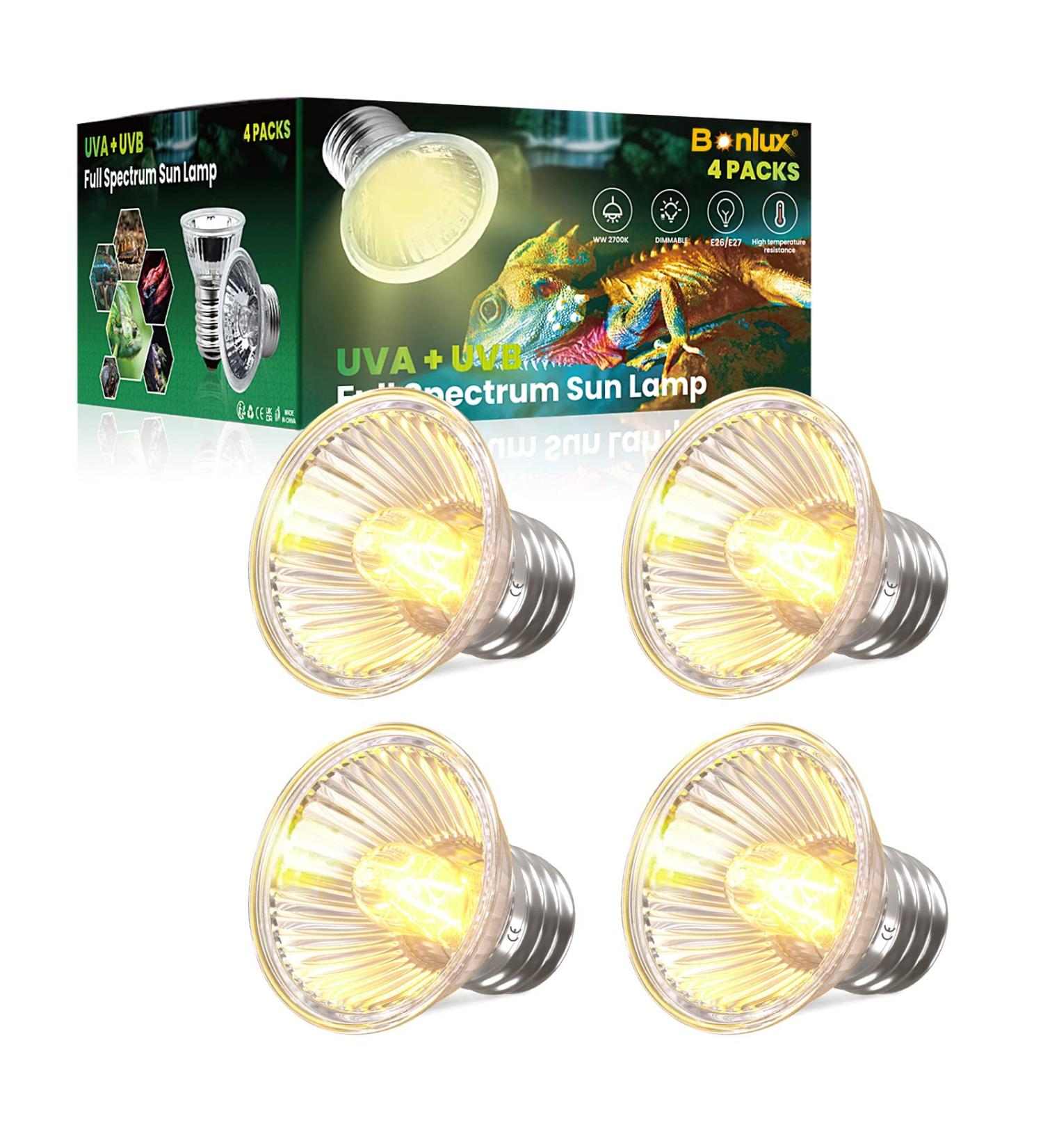 Bonlux E26/E27 50W Dimmable Heat Lamp | Full Spectrum UV UVA + UVB Sunlight for Reptiles Turtles and Amphibians - 2700K Heating Bulb - Buy Online on GoSupps.com