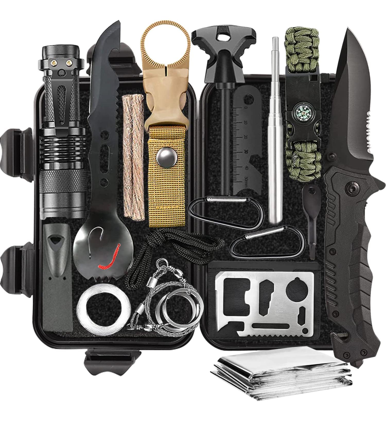 Graxury 14 in 1 Survival Kit | Multi-Purpose First Aid Set for Camping Outdoor Sports & Mountaineering - Buy Online on GoSupps.com