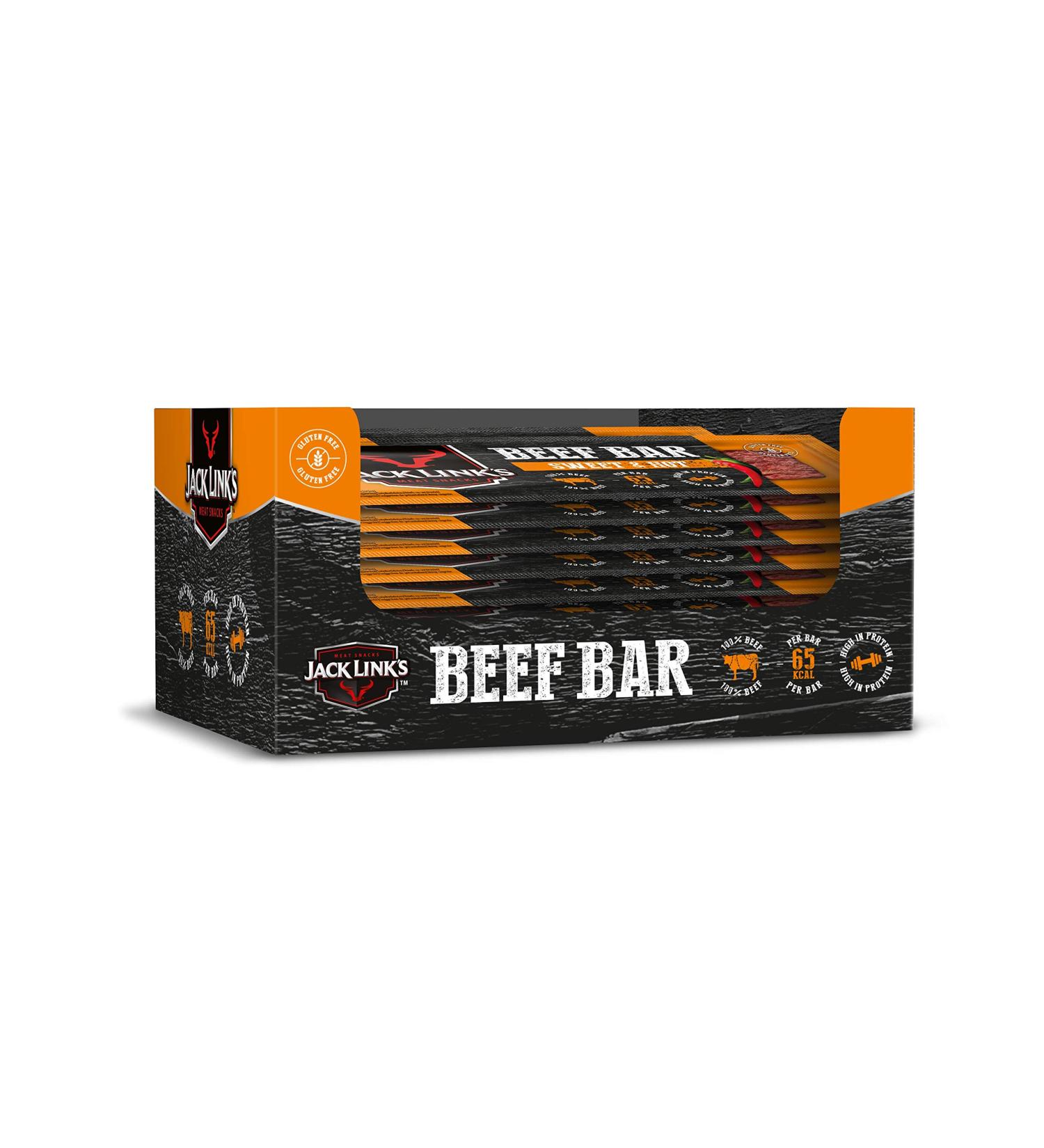 Jack Link's Beef Bar Sweet & Hot - High-Protein Gluten-Free Snack - Pack of 14 (22.5g Each) | International Shipping Available - Buy Online on GoSupps.com