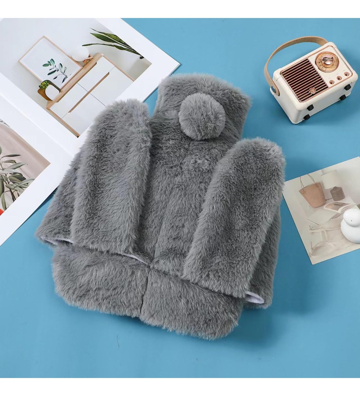ATEECO Heated Foot Warmers with Rabbit Ears | 2L Large Rubber Heat Bottle & Heated Slippers - Gray - Buy Online on GoSupps.com