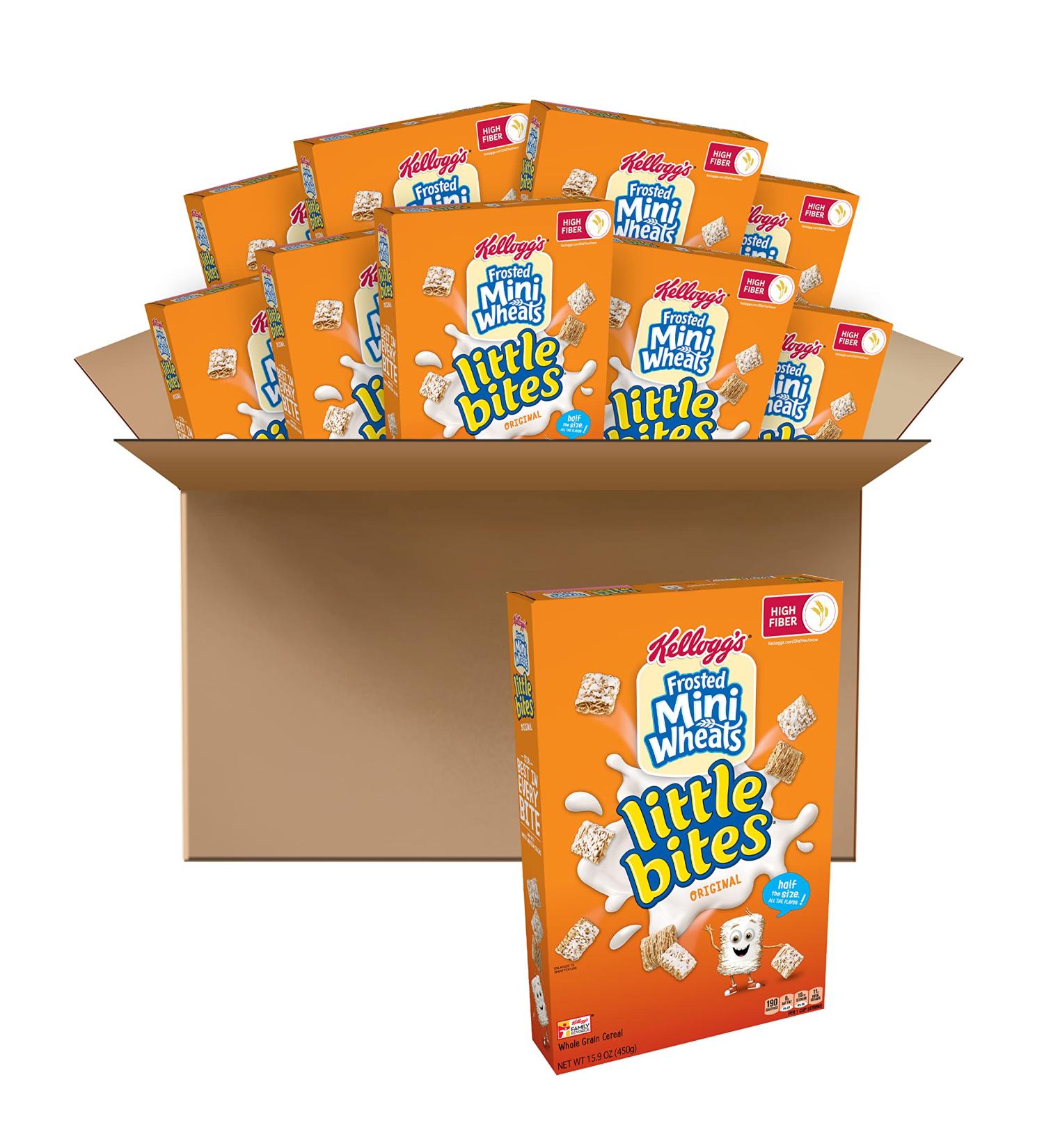Kellogg's Frosted Mini-Wheats Little Bites Original High Fiber Cereal 9.9lb Case (10 Boxes) - Kids Snacks - 15.9oz (Pack of 10) - Buy Online on GoSupps.com