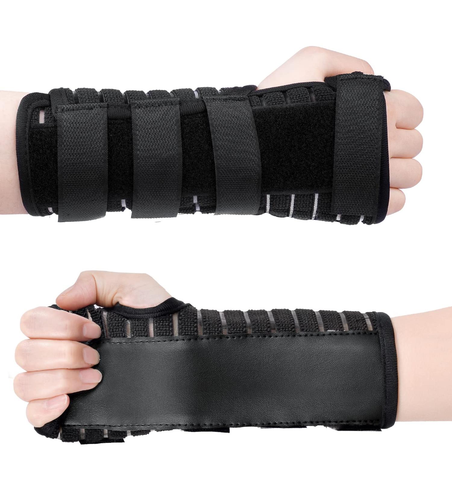AOOWU Adjustable Wrist Support Brace with Metal Splint - Pain Relief for Carpal Tunnel, Sprains, Tendonitis - Breathable Design - L Left - Buy Online on GoSupps.com