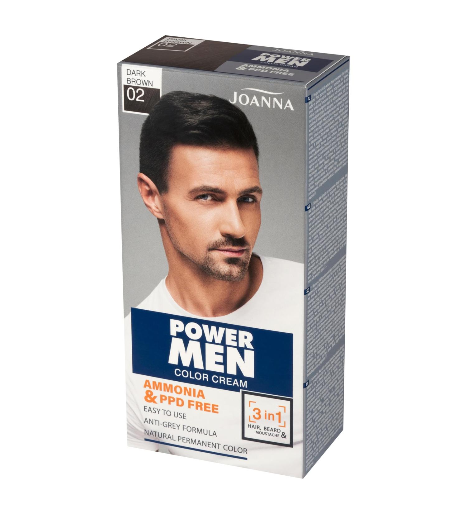 Joanna Power Men Color Cream - 02 Dark Brown 100g | Hair, Beard, & Moustache Dye - Buy Online on GoSupps.com