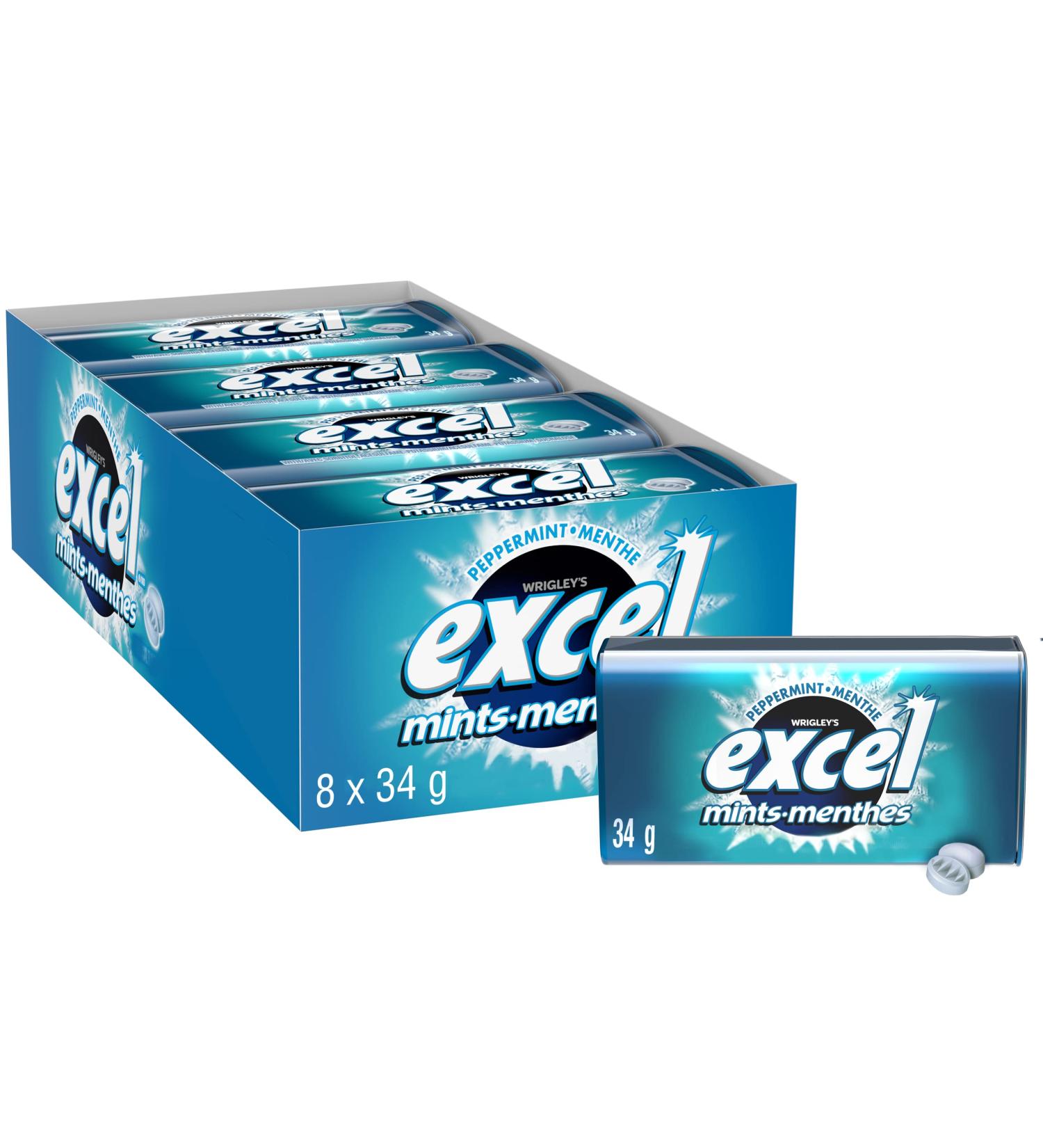 Excel Mints Peppermint 34gm Tin 8 Count Peppermint Spearmint - Buy Online on GoSupps.com