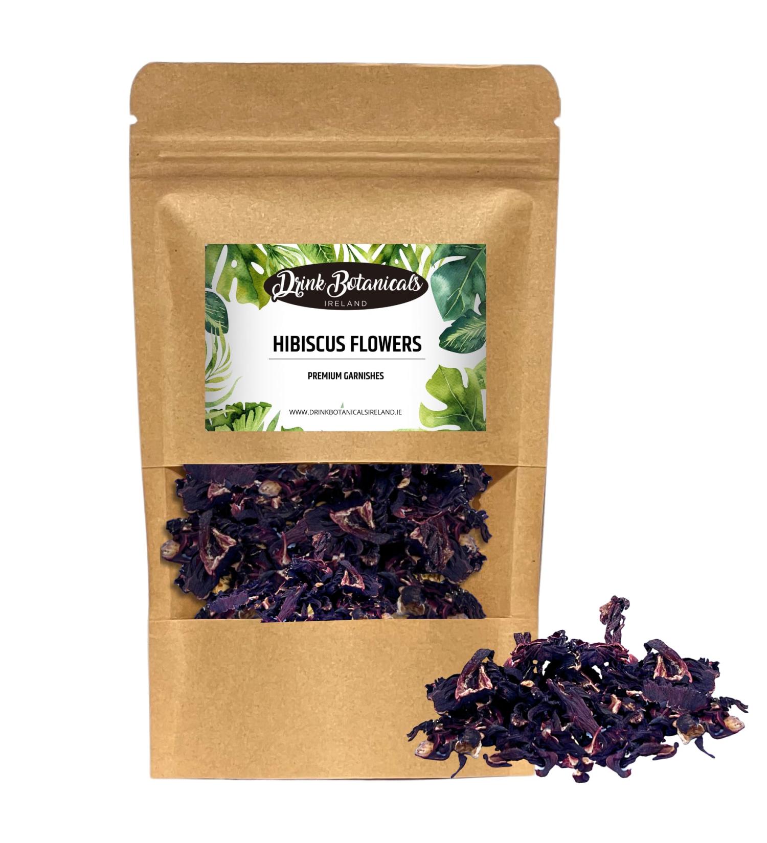 Drink Botanicals Ireland Edible Natural Dried Hibiscus Flower Petals | Eco Conscious | Non GMO Vegan | 100% Natural | Dry Petals for Cocktail Decorations Distilling Soap Making & Tea| 40 Grams - Buy Online on GoSupps.com