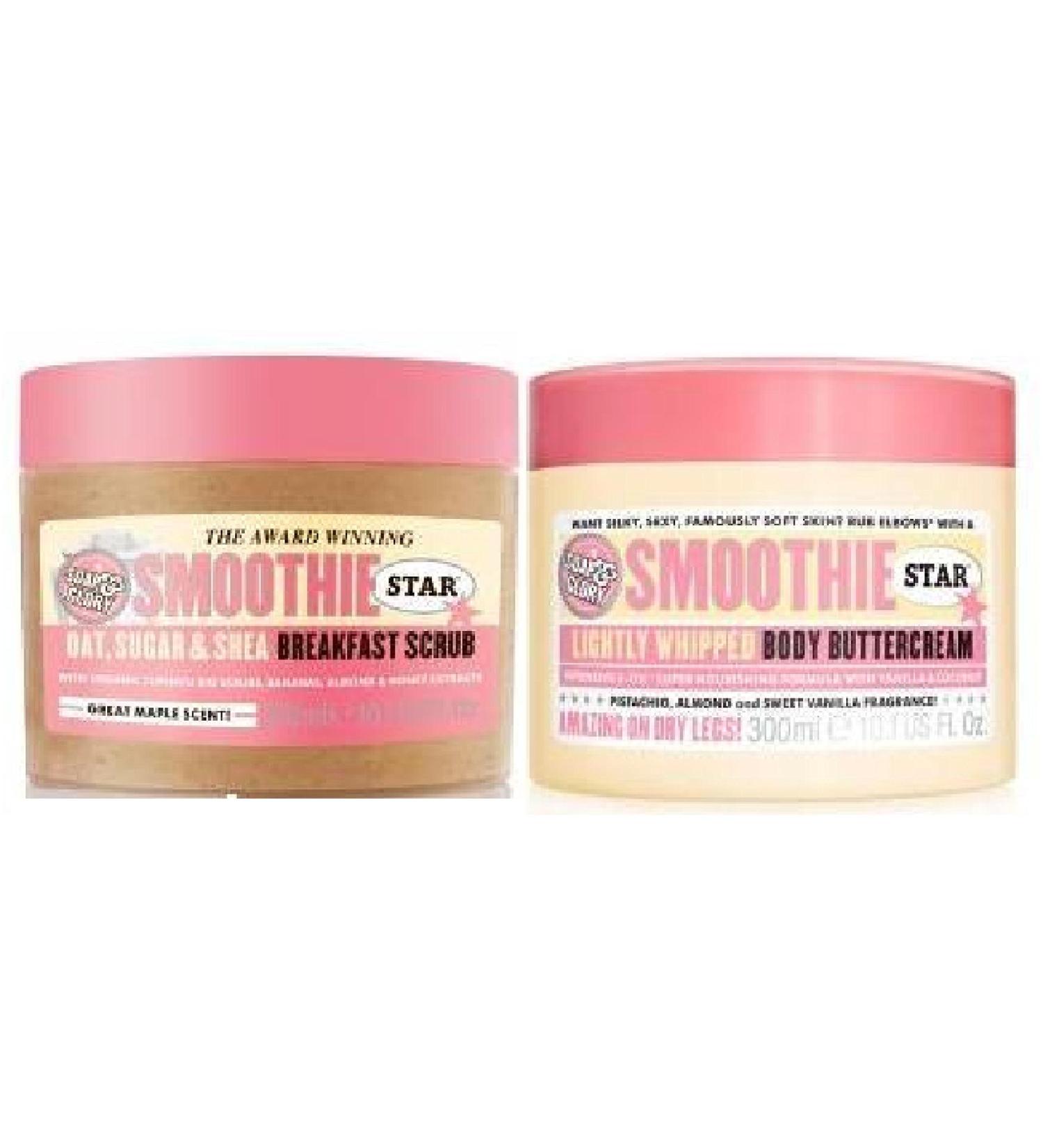 Soap & Glory Smoothie Star Breakfast Body Scrubs 300ml & Soap & Glory Smoothie Star Butter Cream 300ml (2 Pack)