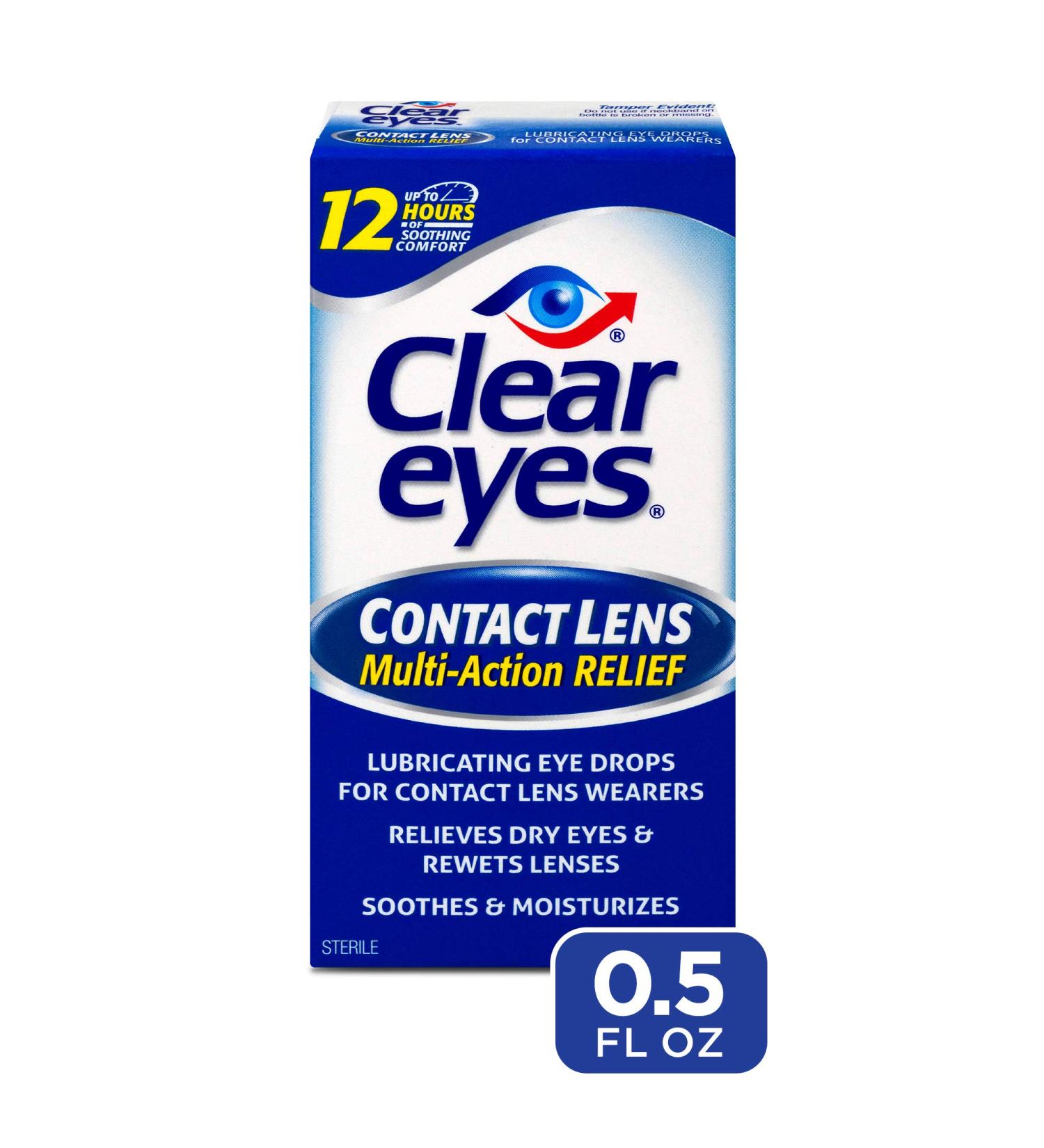 Clear Eyes Contact Lens Relief Eye Drops 0.50 oz (3-Pack) - Soothing Formula - Buy Online on GoSupps.com